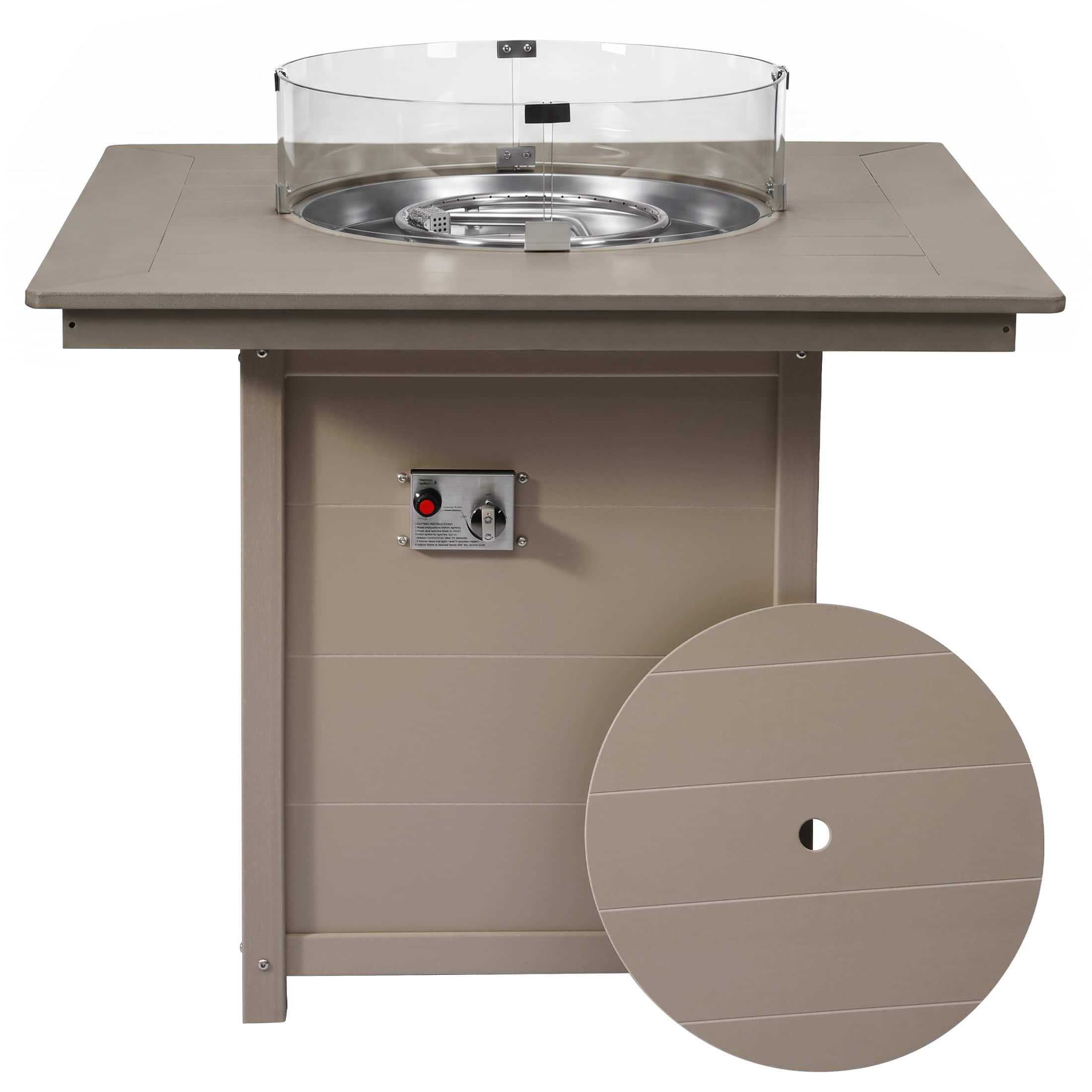 WestinTrends - Helios 42" Modern Outdoor Patio Gas Propane Square Fire Pit Table - Weathered Wood