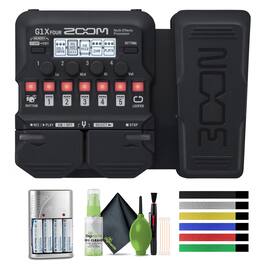 Zoom - G1X FOUR Guitar Multi-Effects Processor with Expression Pedal and Batteries and More Bundle - Black