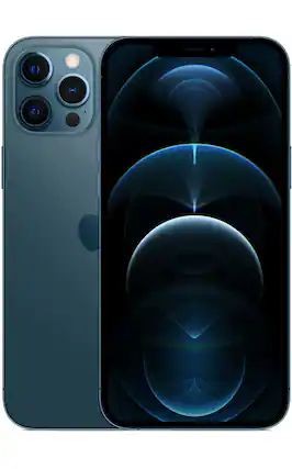Front. Apple - Pre-Owned Fair iPhone 12 Pro Max 5G 128GB (Unlocked) - Pacific Blue.