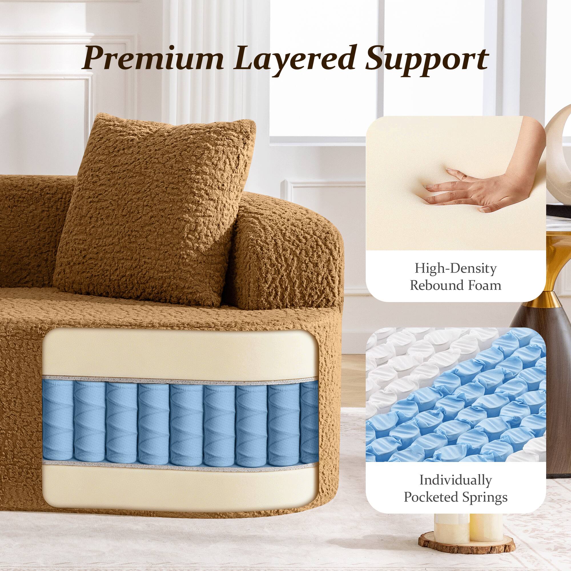 Premium Layered Support  
High-Density Rebound Foam  
Individually Pocketed Springs