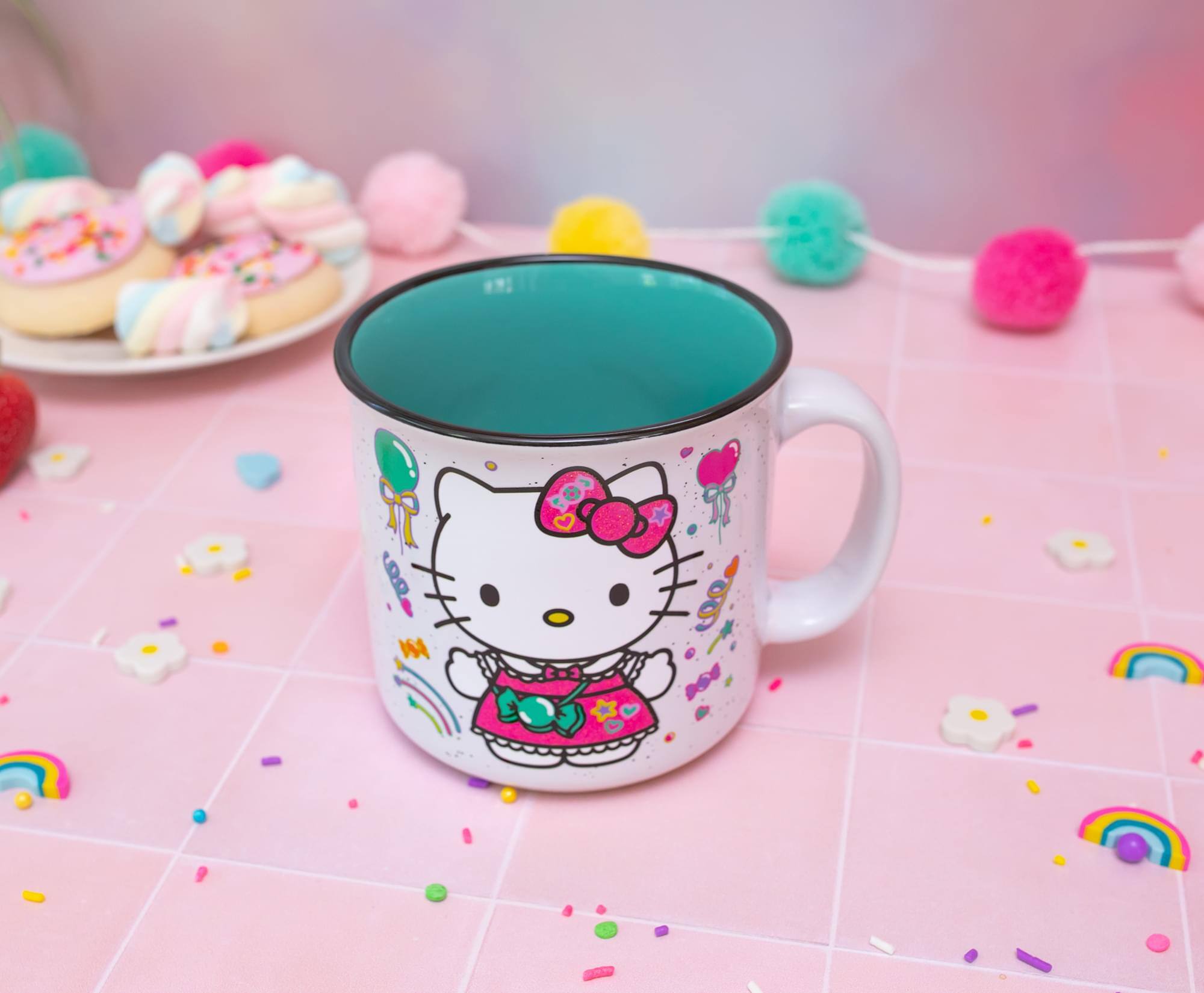 Alt View 4. Silver Buffalo - Sanrio Hello Kitty "Happy Birthday" Ceramic Camper Mug | Holds 20 Ounces - Pink.