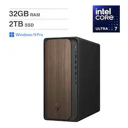 HP - OmniDesk Desktop (Ultra 7-265, 32GB, 2TB SSD, Intel Graphics, Win 11 Pro ) - Dark Wood