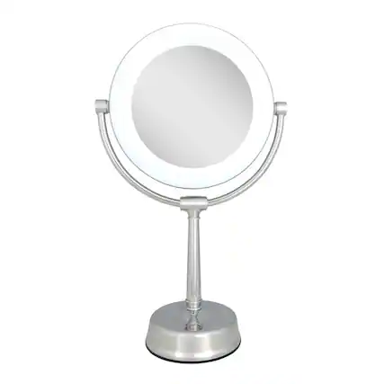 Front. Zadro - Lexington, LED Lighted Makeup Mirror with 10X/1X Magnifications - Chrome.