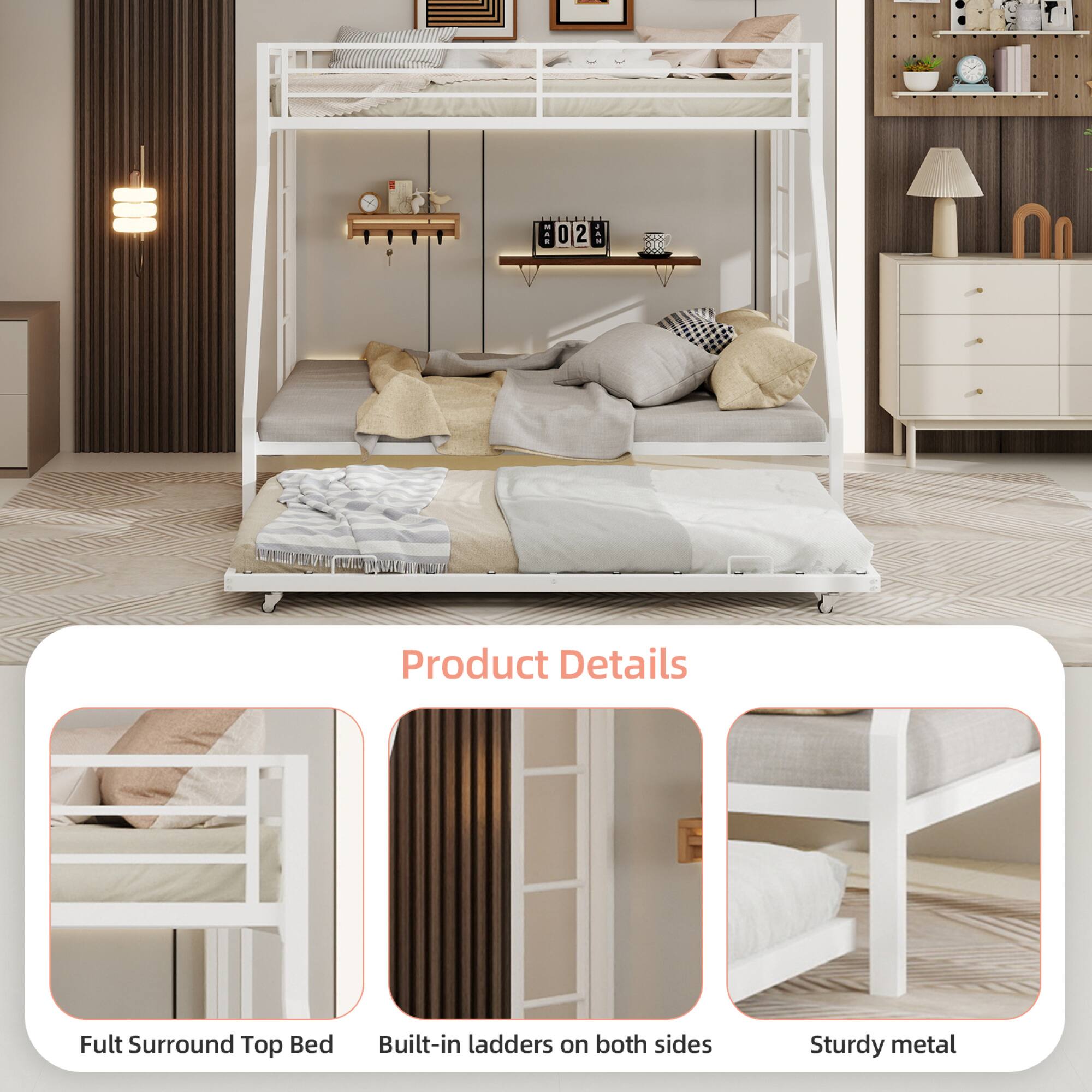 802 O 2 : Product Details  
Fult Surround Top Bed  
Built-in ladders on both sides  
Sturdy metal