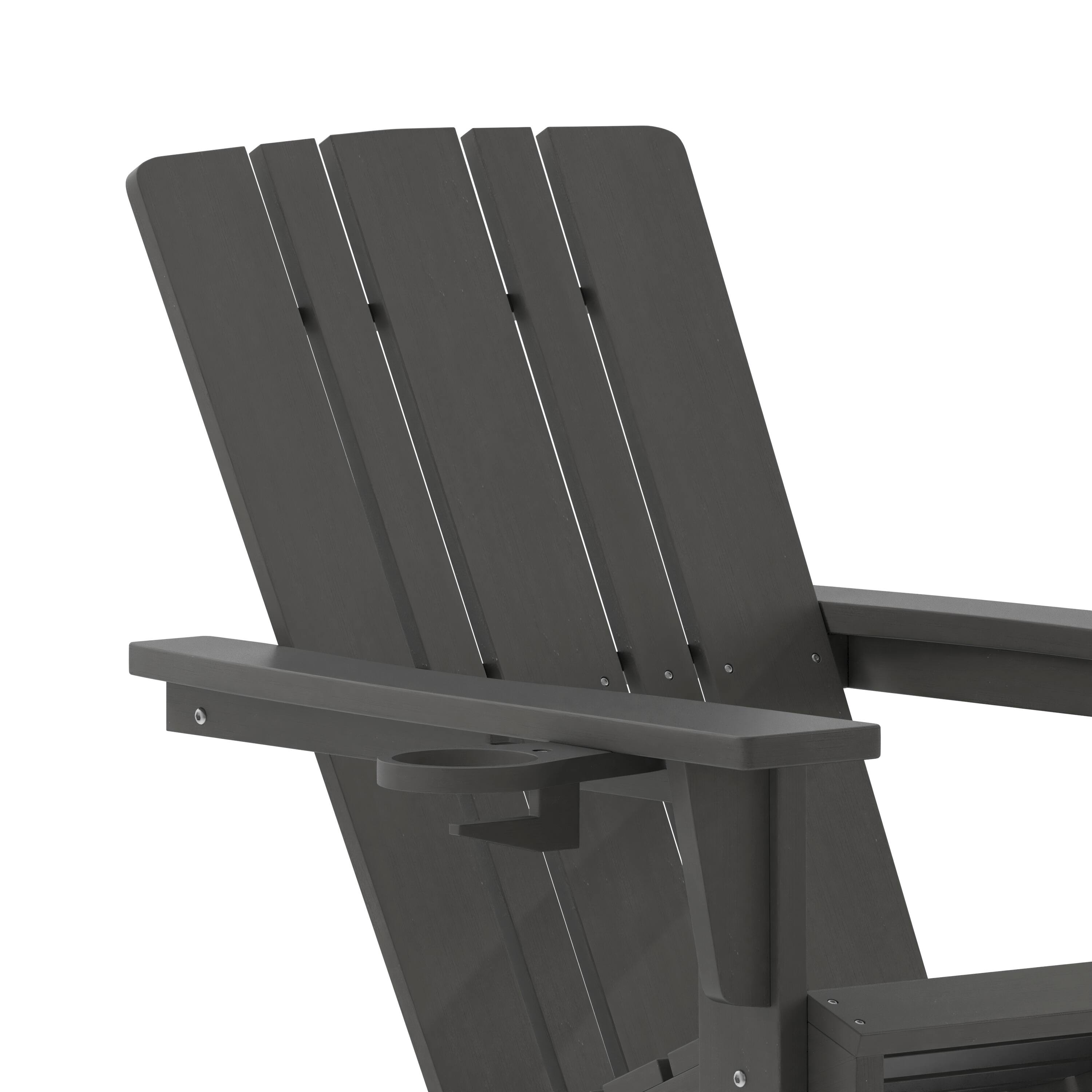 Alt View 10. Emma + Oliver - Haley Adirondack Rocking Chair with Cup Holder, Weather Resistant HDPE Adirondack Rocking Chair - Gray.