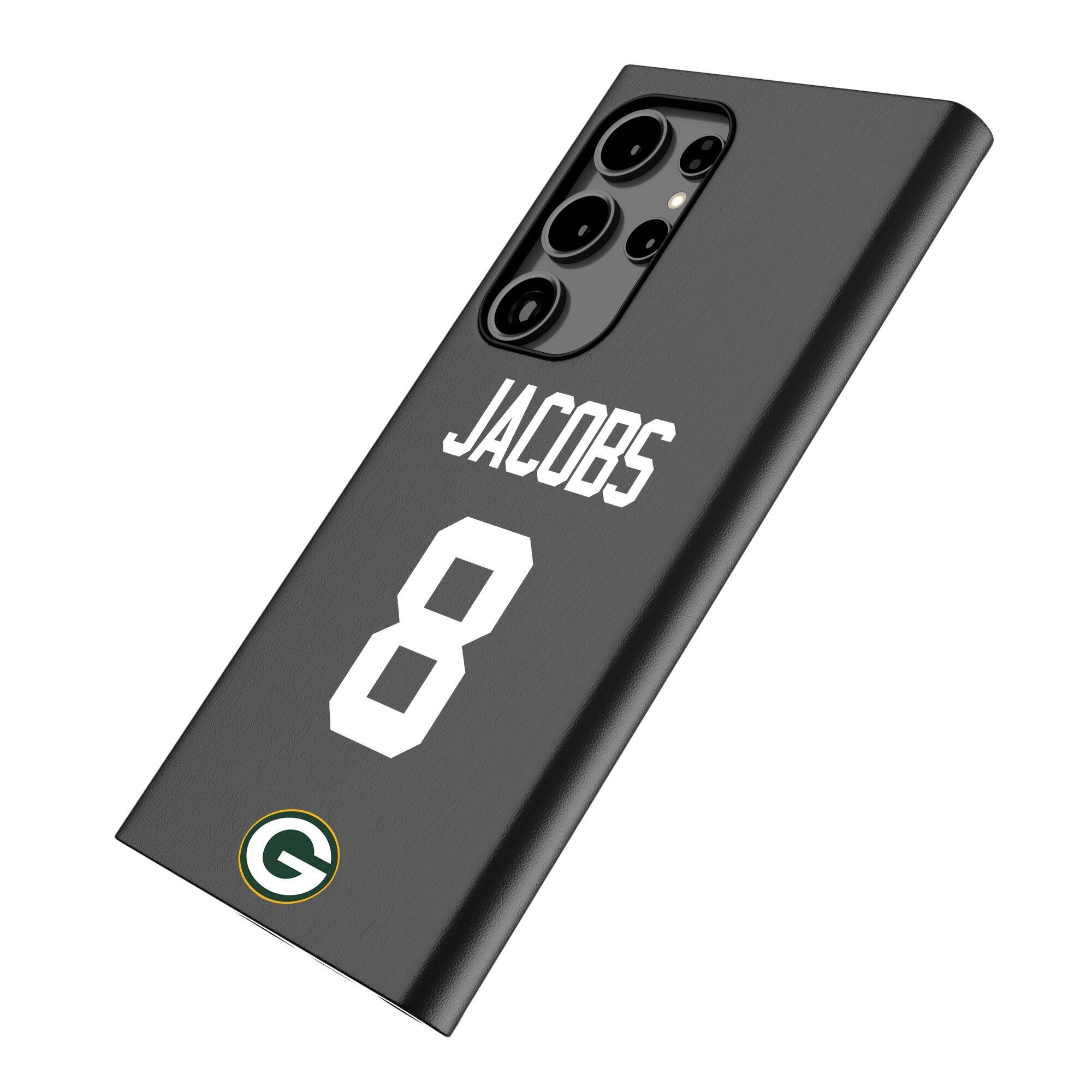 Alt View 1. Keyscaper - Josh Jacobs Black Green Bay Packers Galaxy Magnetic Bump Case - S25 - Black.