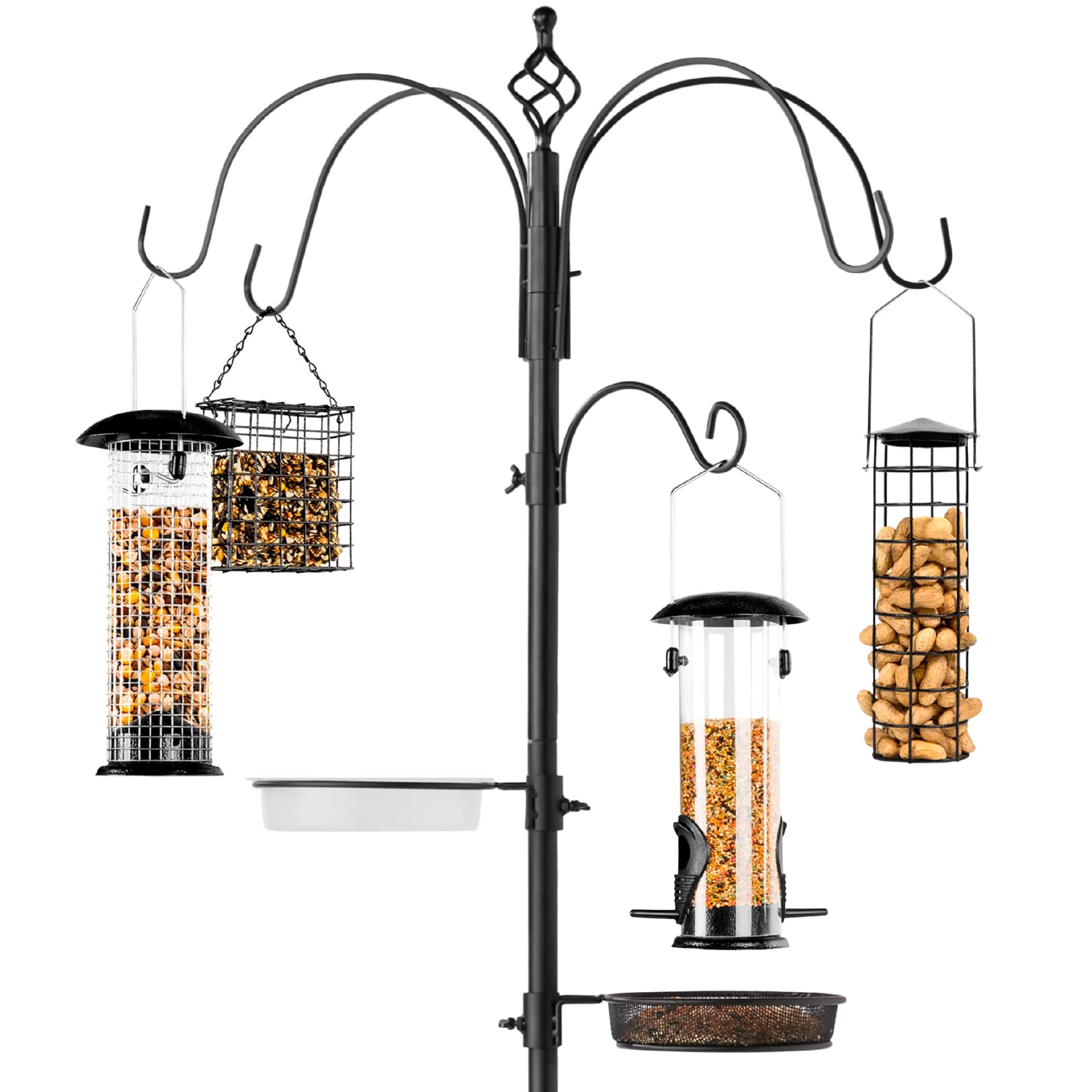 Best Choice Products - 89in 6-Hook Bird Feeding Station, Steel Multi-Feeder Stand w/ 4 Feeders, Tray, Bird Bath - Black price history on PriceWatchPro