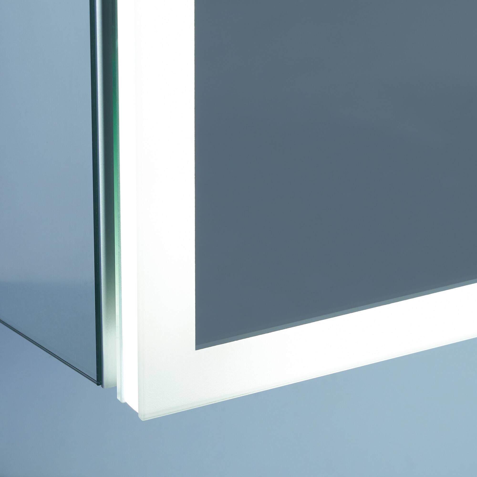 Alt View 2. WELLFOR - 24 in. W x 30 in. H Rectangular Recessed/Surface Mount LED Medicine Cabinet with Mirror, 3x Magnifier, Type C, 3-Touch - Silver.