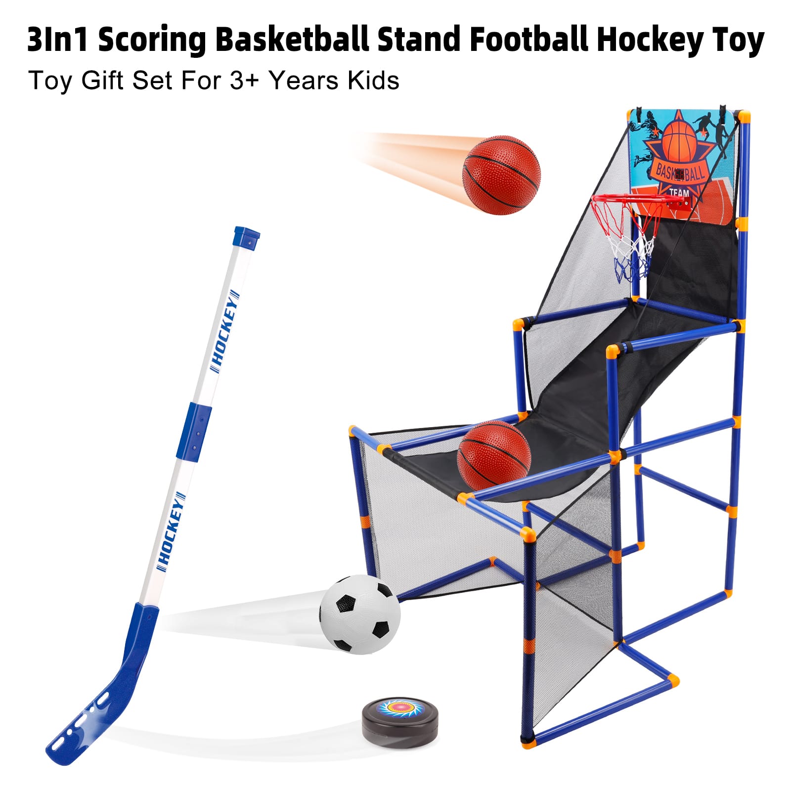 Topteng 3 in 1 Scoring Sports Set for Kids Basketball