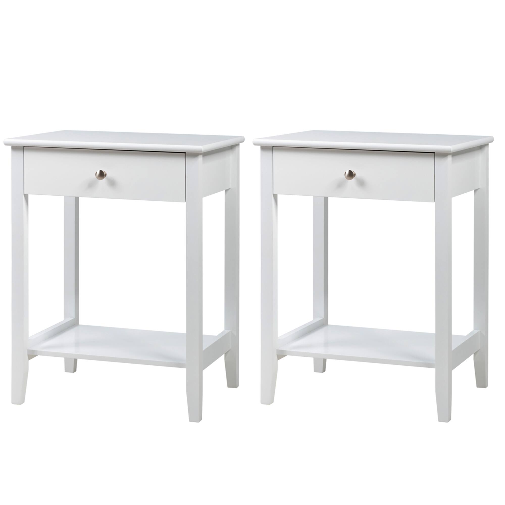 Alt View 2. Gymax - Gymax 2PCS Nightstand Sofa Side End Table Bedroom Living Room w/ Shelf Drawer White - White.