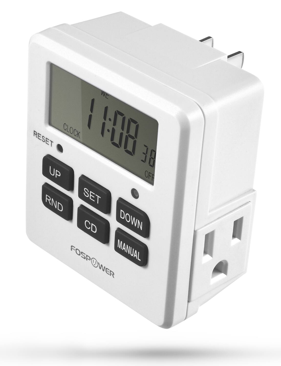 FosPower - 7 Day Digital Timer For Outlet, [ETL Listed] Timer Outlet for Electrical Indoor, Programmable Light Timer Lamps Switch - White