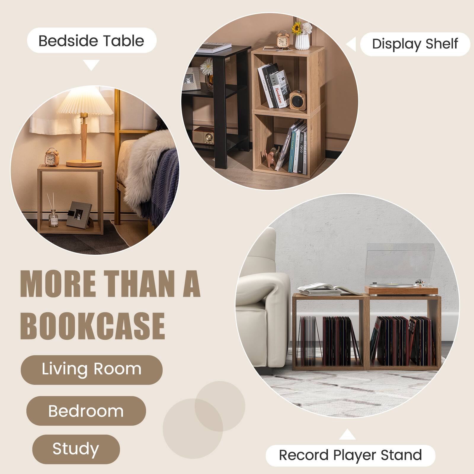 Bedside Table Display Shelf Living Room Bedroom Study Record Player Stand