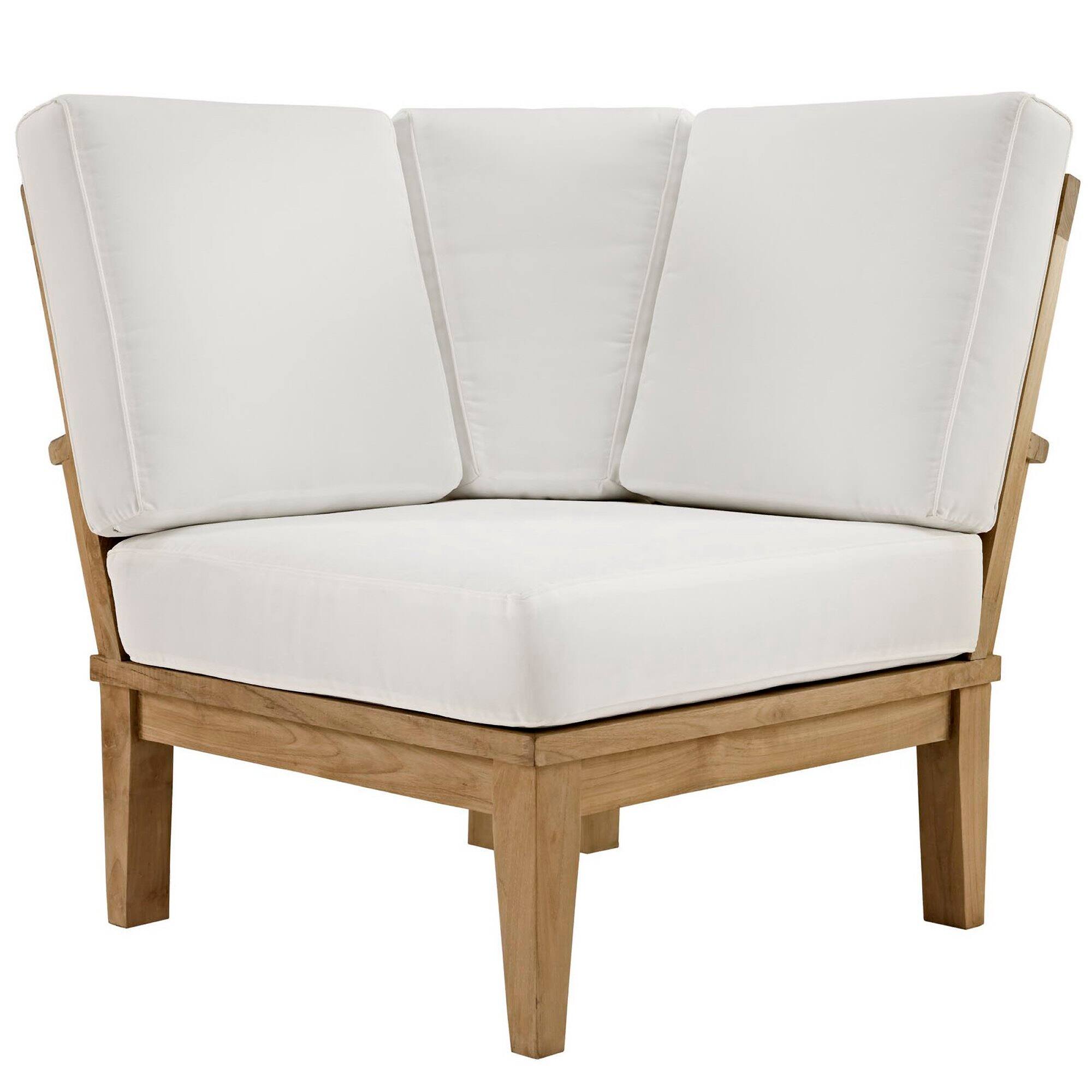Angle. Modway - Marina Outdoor Patio Teak Corner Sofa by Modway - Natural White.