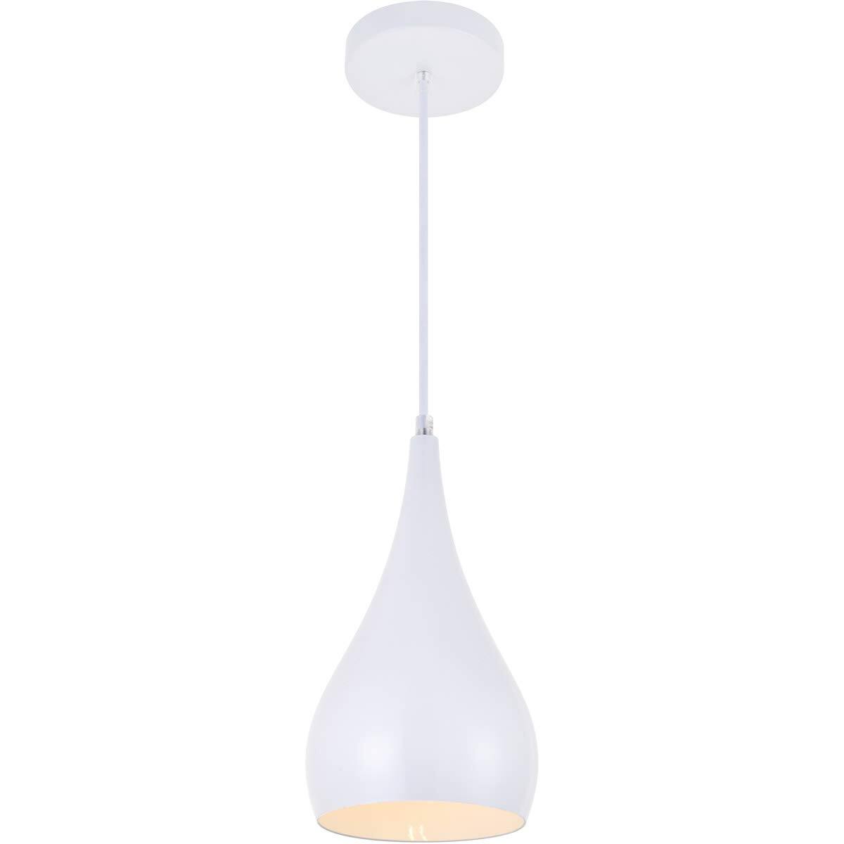 Left. Living District - Nora 1 Light White Pendant - White.