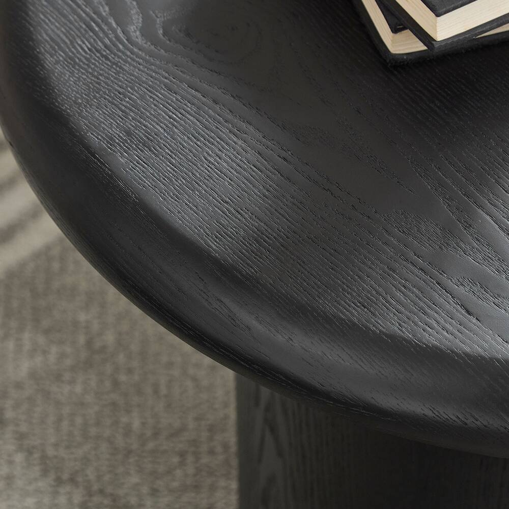 Alt View 4. Loheer - Loheer 2-Piece Modern Round Coffee Table Set Black Nesting Wood Veneer Easy Assembly - Black.