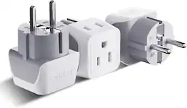 Ceptics - Schuko Germany, France Plug Adapter, Dual Input - Ultra Compact Light Weight - Usa to Russia, South Korea Travel - White