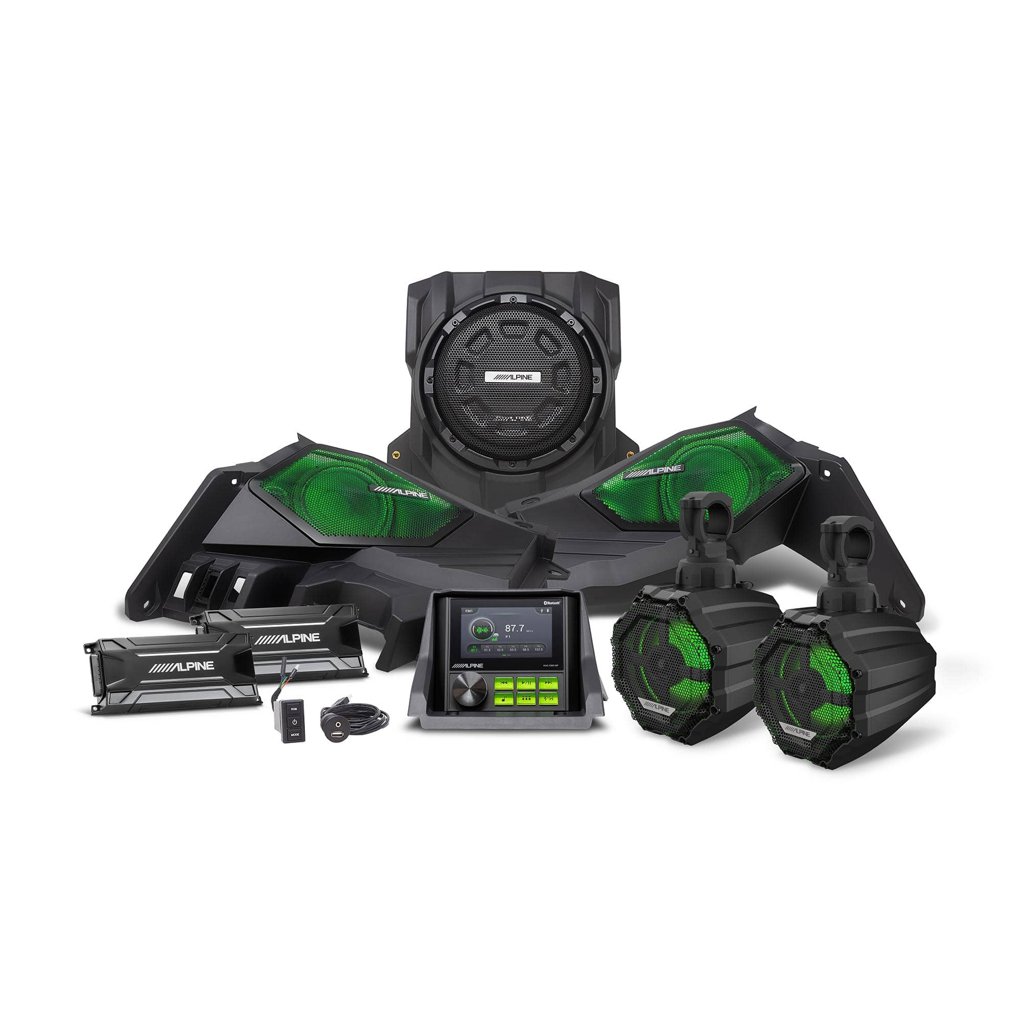 Alpine - PSS-CMAV Weather-Resistant Complete Sound System Upgrade Kit 2017-Up Select CanAm Models - Black/Gray