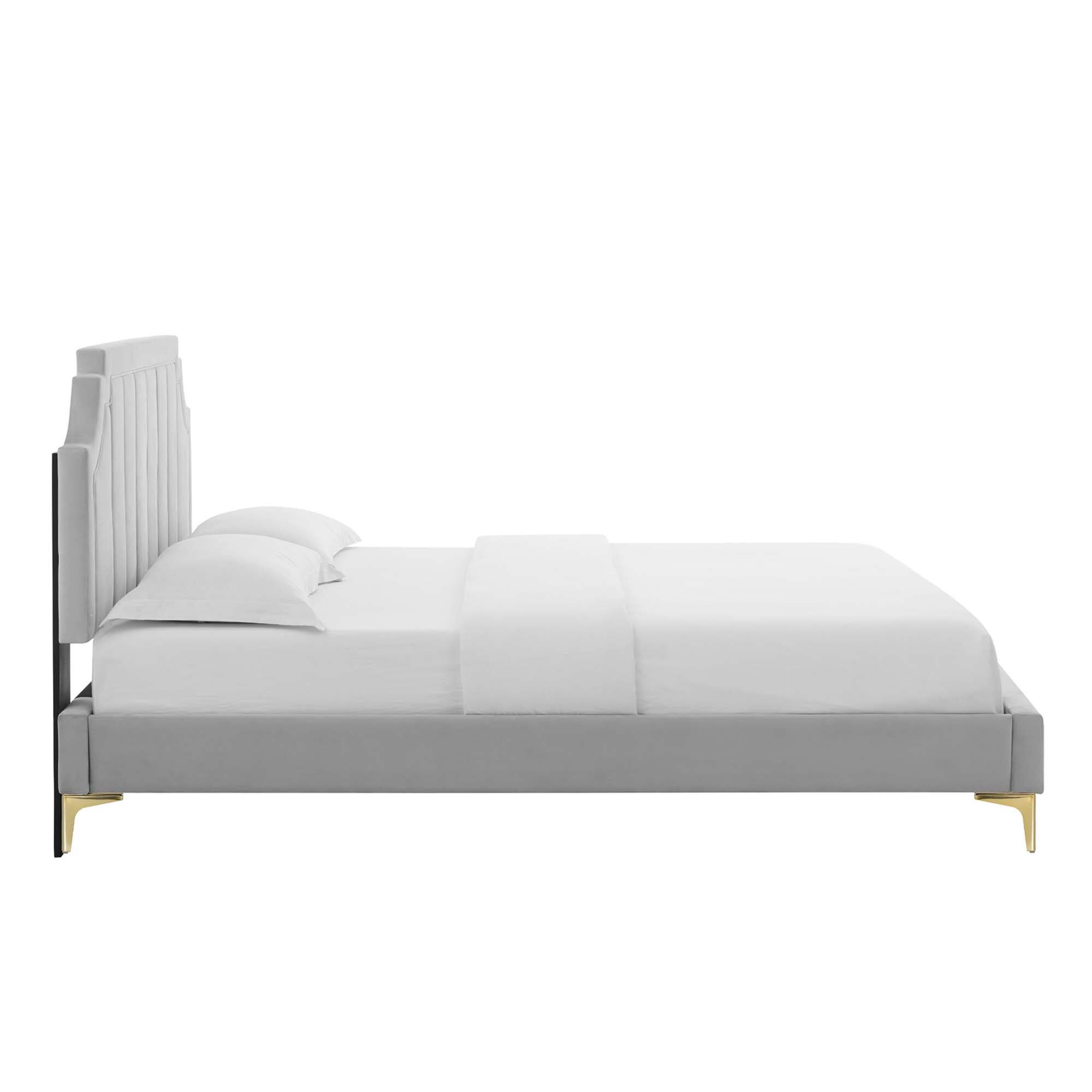 Alt View 6. Modway - Sienna Performance Velvet Twin Platform Bed - Gray.