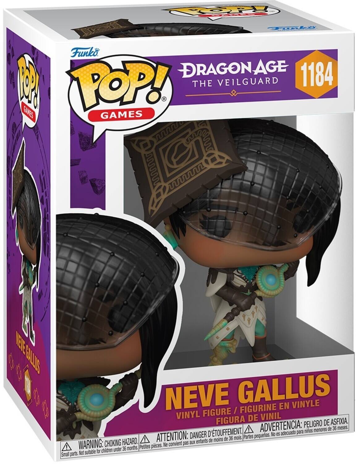 Funko POP! GAMES DRAGON AGE, AGE 1184 THE VEILGUARD NEVE GALLUS VINYL FIGURE / FIGURINE EN VINYLE / FIGURA DE VINIL

WARNING: CHOKING HAZARD. ATTENTION: DANGER D'ÉTOUFFEMENT. ADVERTENCIA: PEOR DE ASFIXIA. D'TOUFFEMENT. ADVERTENCIA: niños menores de 36 meses. DANGER No es adecuado para ATTENTION: de 36 mois. Partes pequeñas. HAZARD. enfants de moins WARNING: CHOKING Ne convient pas aux under 36 months. Petites pièces. Not suitable for children Small parts.