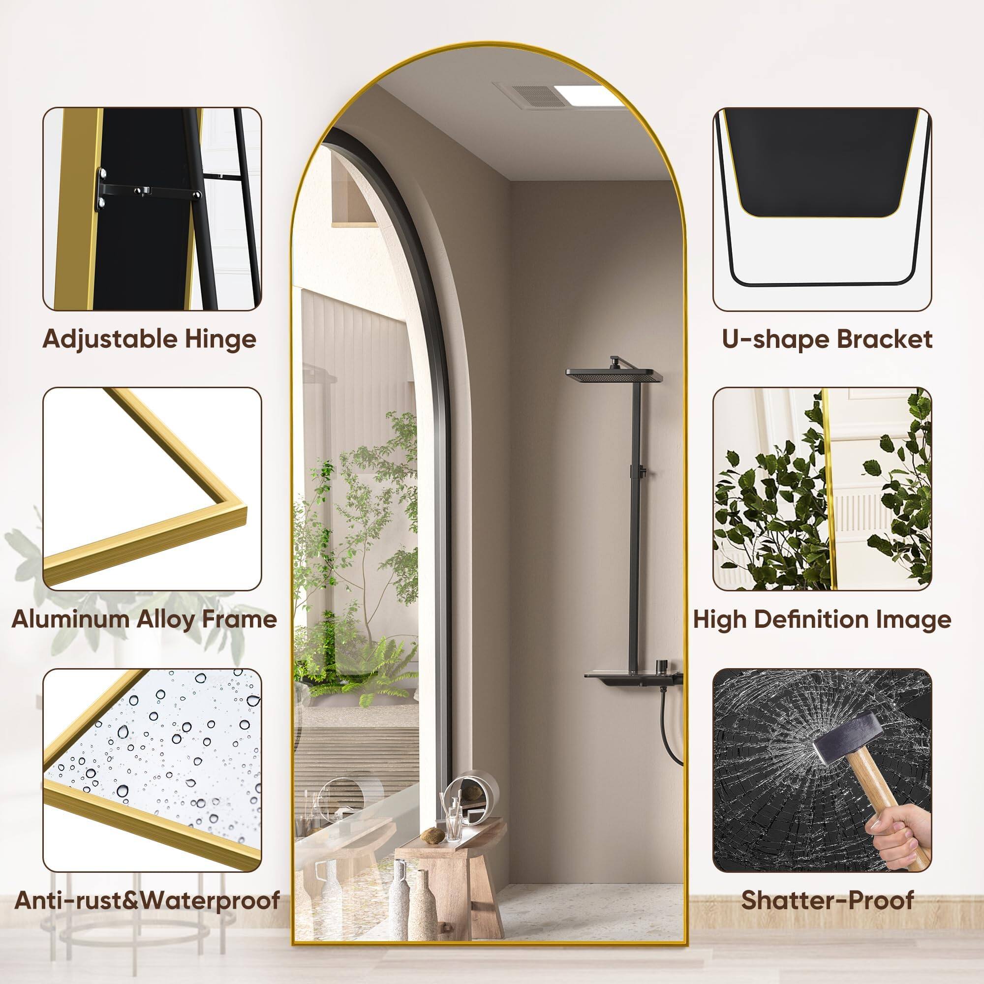 - Adjustable Hinge
- U-shape Bracket
- Aluminum Alloy Frame
- High Definition Image
- Anti-rust & Waterproof
- Shatter-Proof