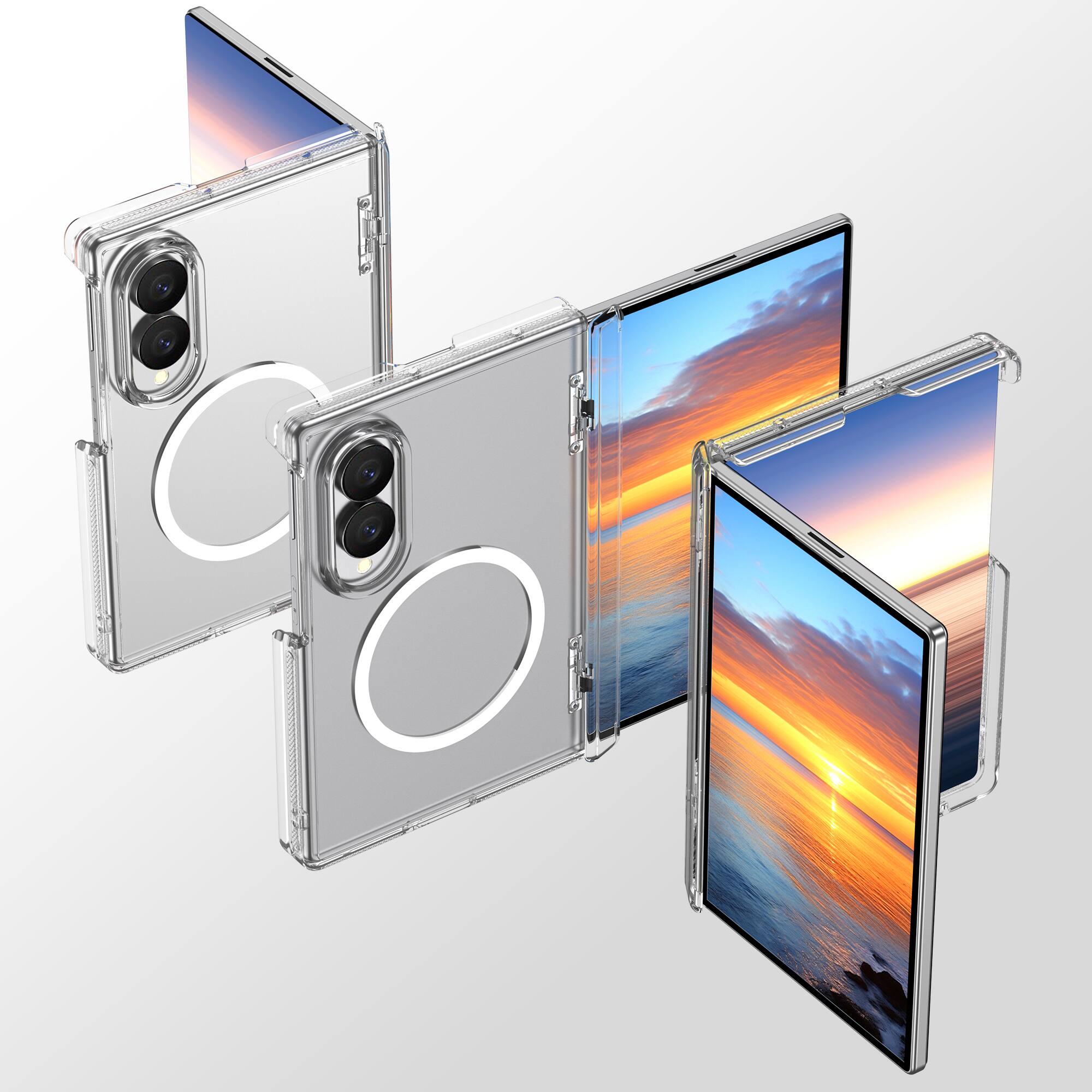 Angle. Dteck - Magnetic Matte Case for Samsung Galaxy Z Fold8 with Hinge Protection,Slim Hard PC Back Cover,No Front Frame Shell - Clear.