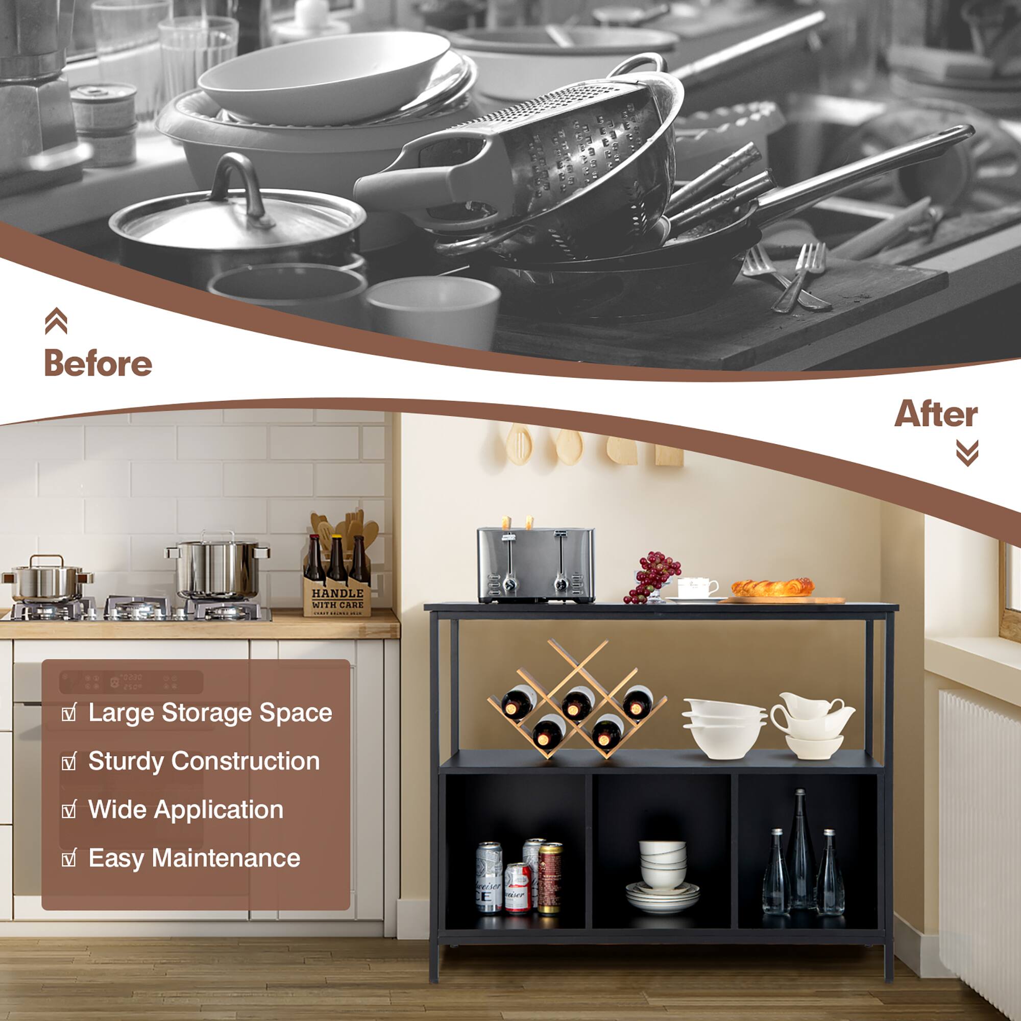 Before, After, Large Storage Space, Sturdy Construction, Wide Application, Easy Maintenance