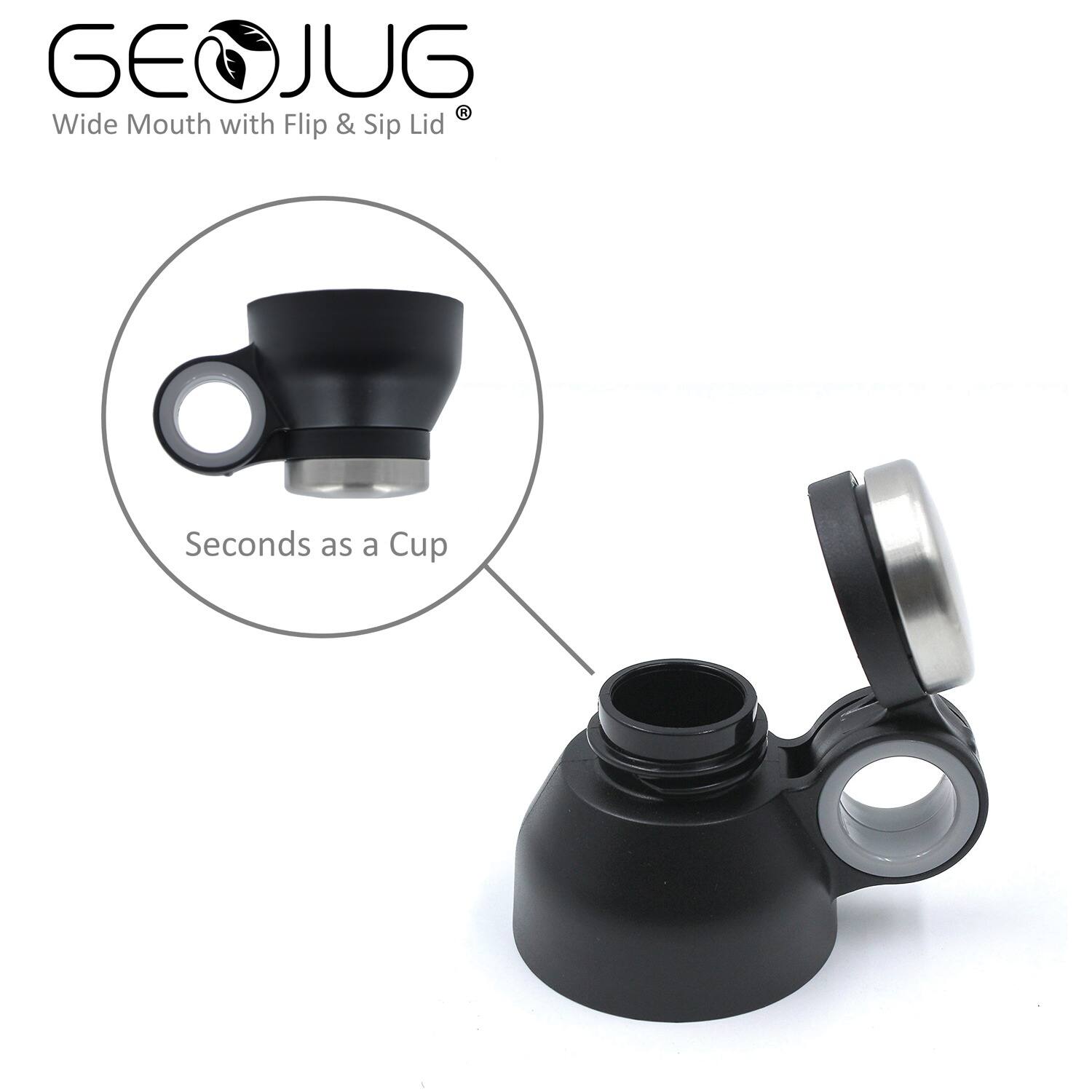 GEOJUG  
Wide Mouth with Flip & Sip Lid  

Seconds as a Cup