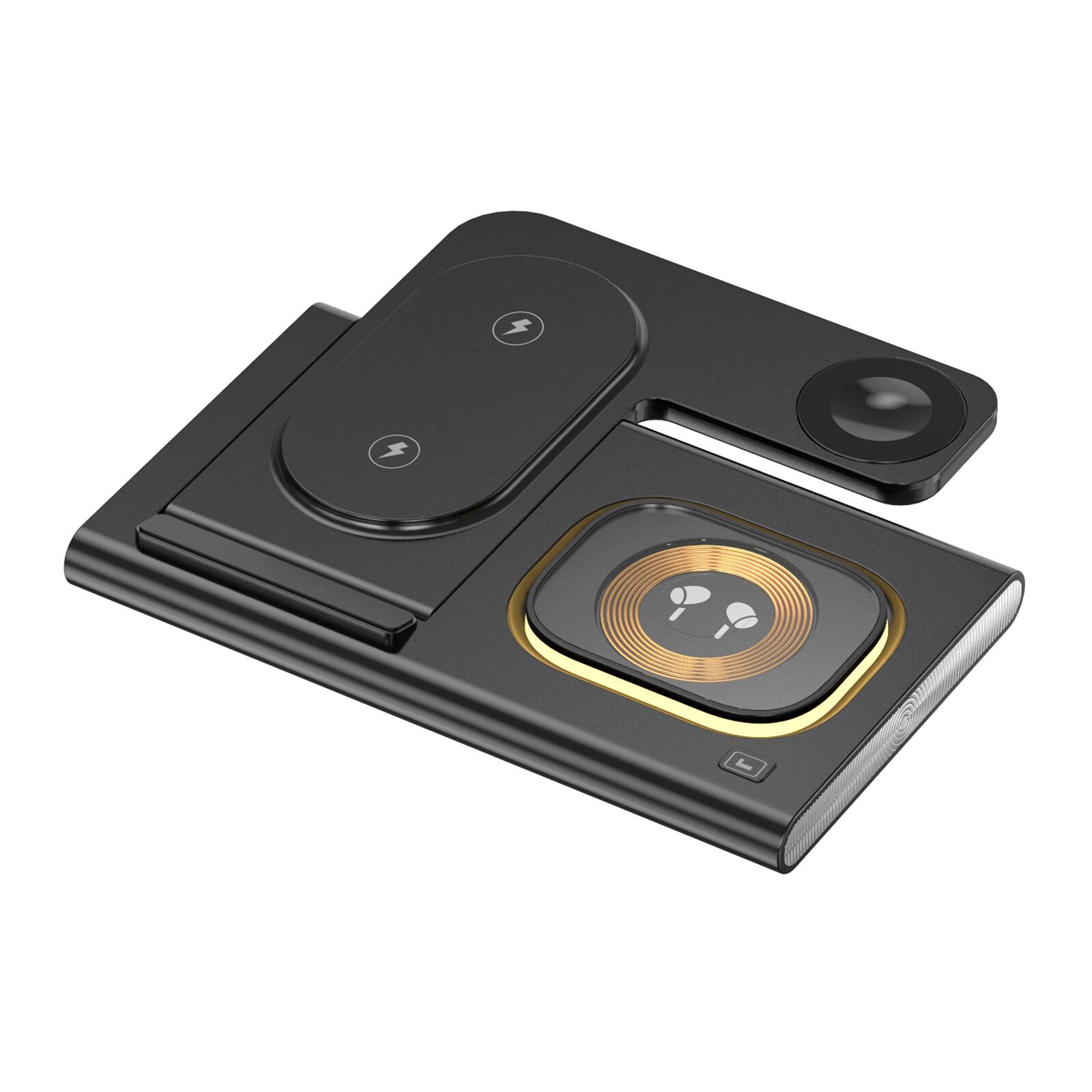 Alt View 9. Topteng - 3-in-1 Foldable Charging Station - Wireless Charger for iPhone, iWatch, AirPods with Night Light - Black.