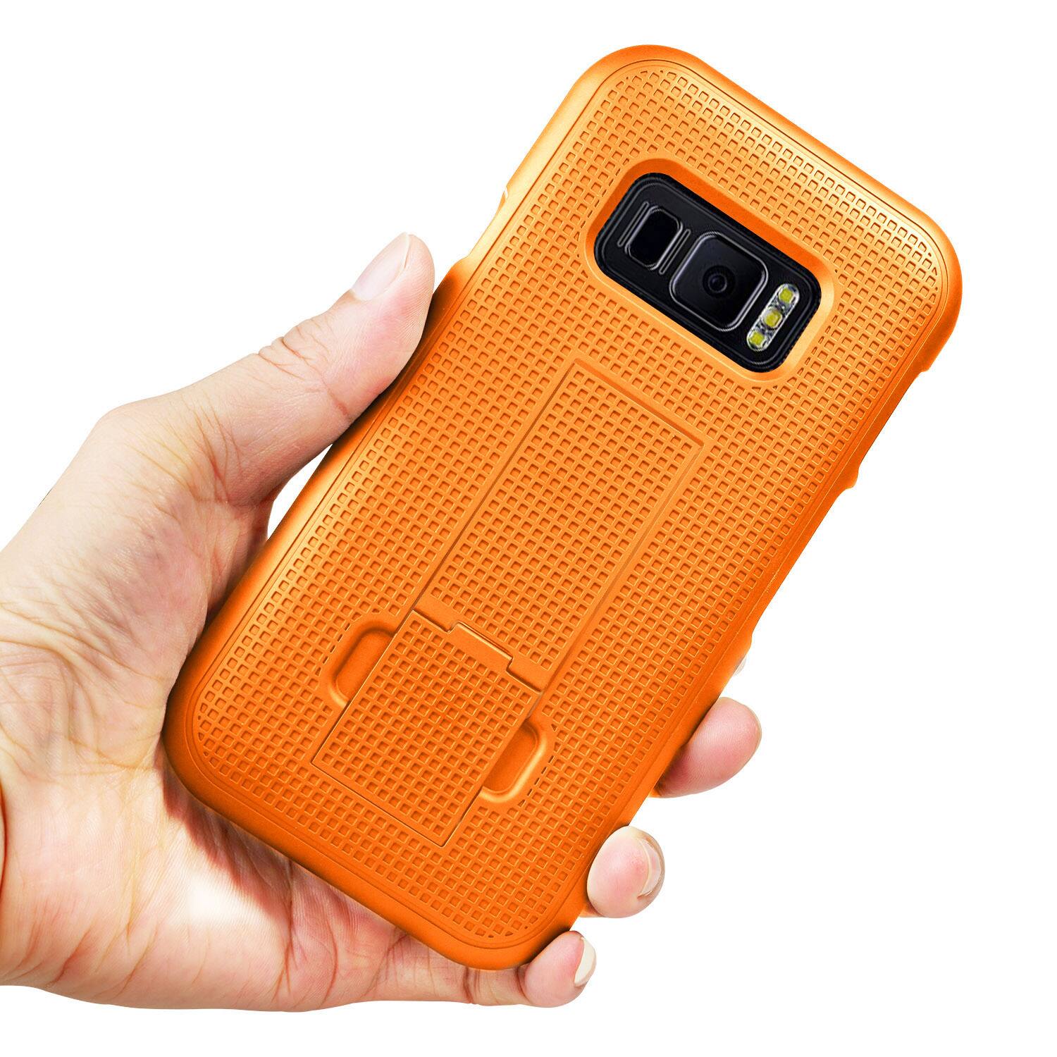 Alt View 4. Nakedcellphone - Slim Case for Samsung XCover FieldPro Phone (with Kickstand) - Orange.