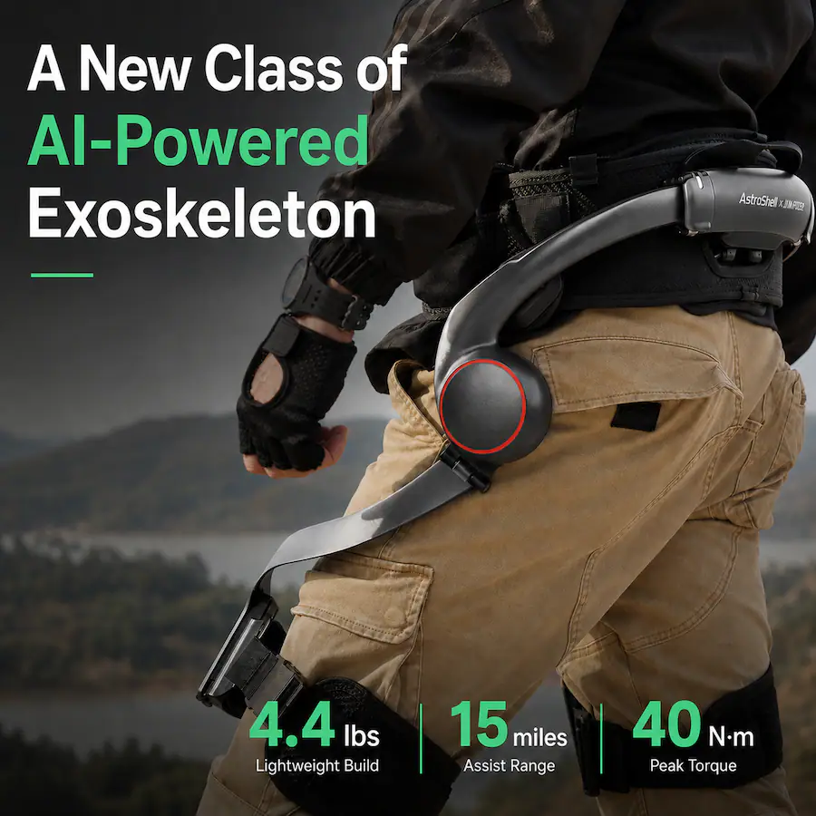 Exoskeleton Ar Rifle AstroShell Alpha 1 AI Powered Outdoor Wearable Exoskeleton, 1000W Peak ...