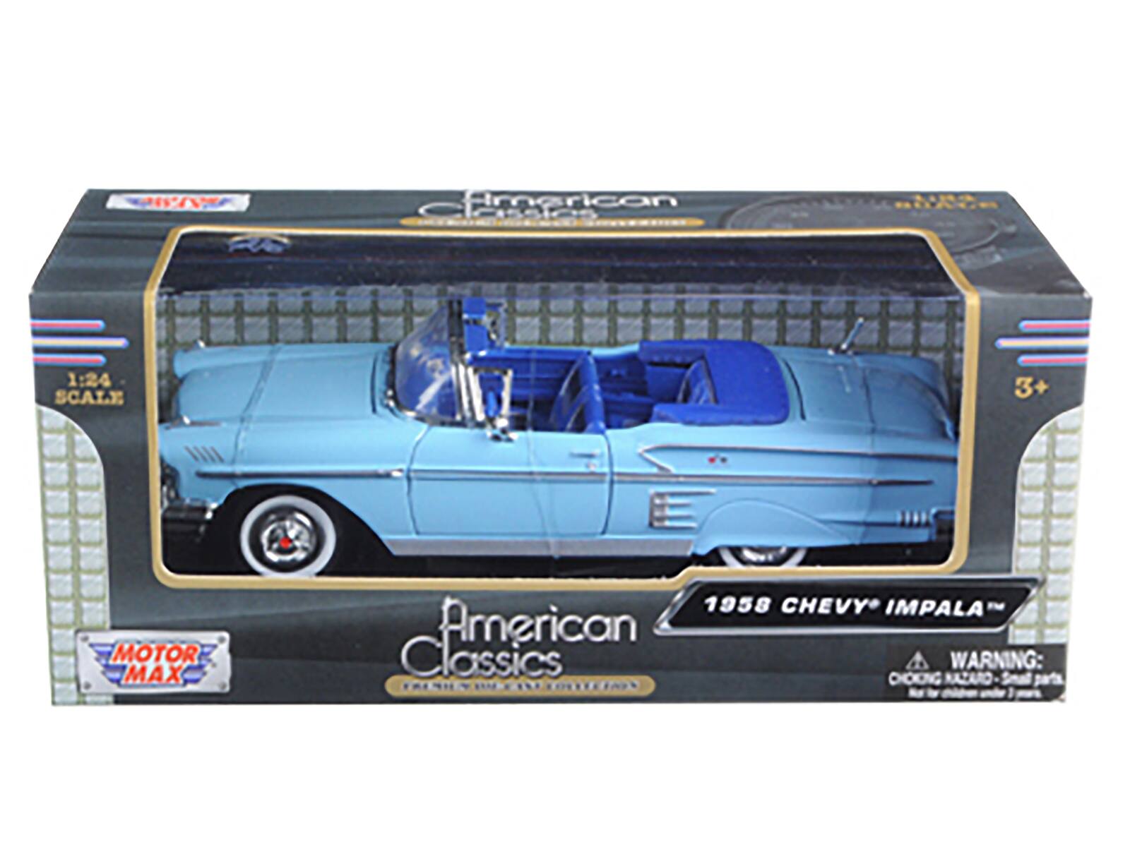American UNO TAUN 1:24 SCALE 3+ MOTOR MAX 1958 CHEVY IMPALA T American Classics CHOKING HAZARD - Small parts. Not for children under 3 years.