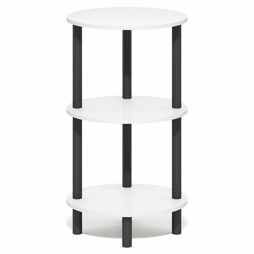 Angle. Furinno - TURN-N-TUBE 3-Tier Oval Night Stand, Toolless Assembly Narrow Nightstand, Modern Side Table, End Table - White/Black.