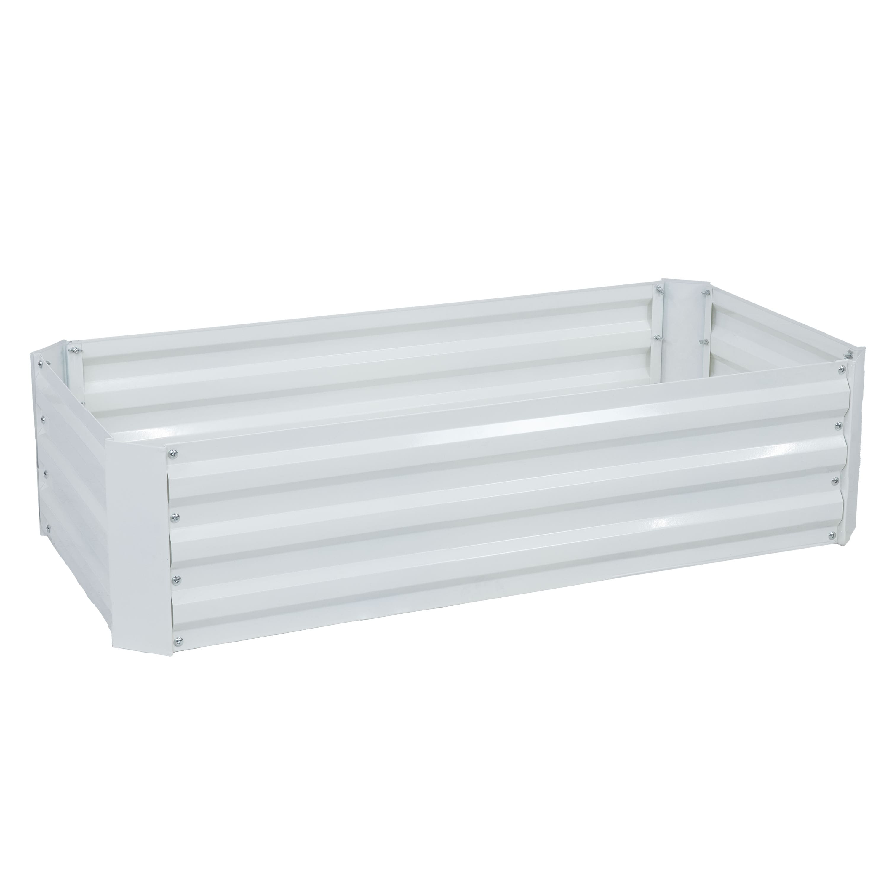 Sunnydaze - Rectangle Galvanized Steel Raised Bed - 4 x 2 x 1 ft - Ivory White