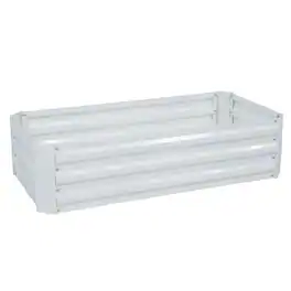 Sunnydaze - Rectangle Galvanized Steel Raised Bed - 4 x 2 x 1 ft - Ivory White