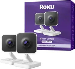 Roku - Indoor Camera - Home Security - 2-Pack - Wired Security Camera with 1080p HD Color Night Vision, WDR & Wi-Fi 6 - White - Front_Zoom