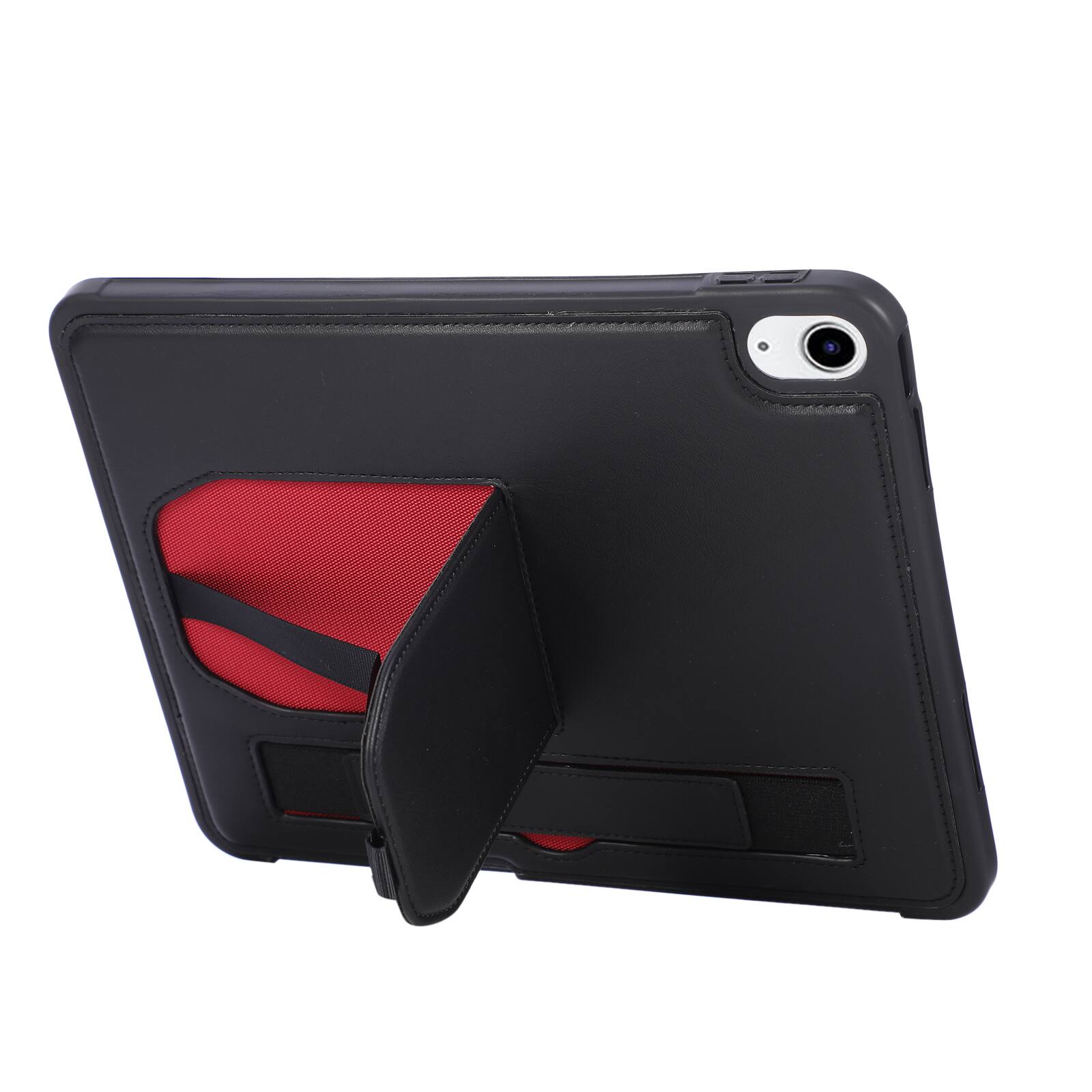 Alt View 4. Dteck - Shockproof Case for Apple iPad (A16) 11" 2025 with Hand Strap and Foldable Kickstand, PU Leather TPU Protective Cover - Black.