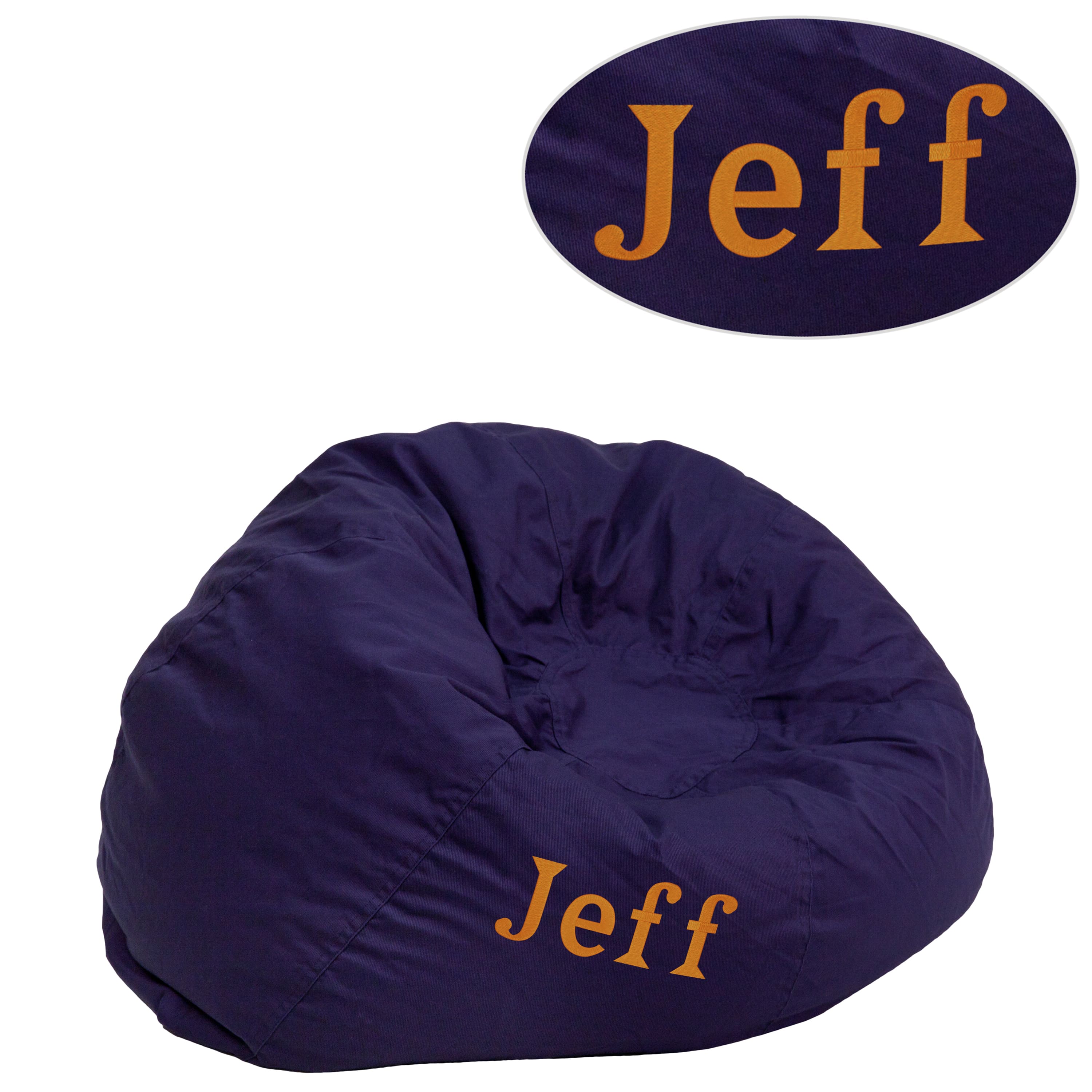 Flash Furniture - Dillon Personalized Small Solid Navy Bean Bag Chair for Kids and Teens - Blue