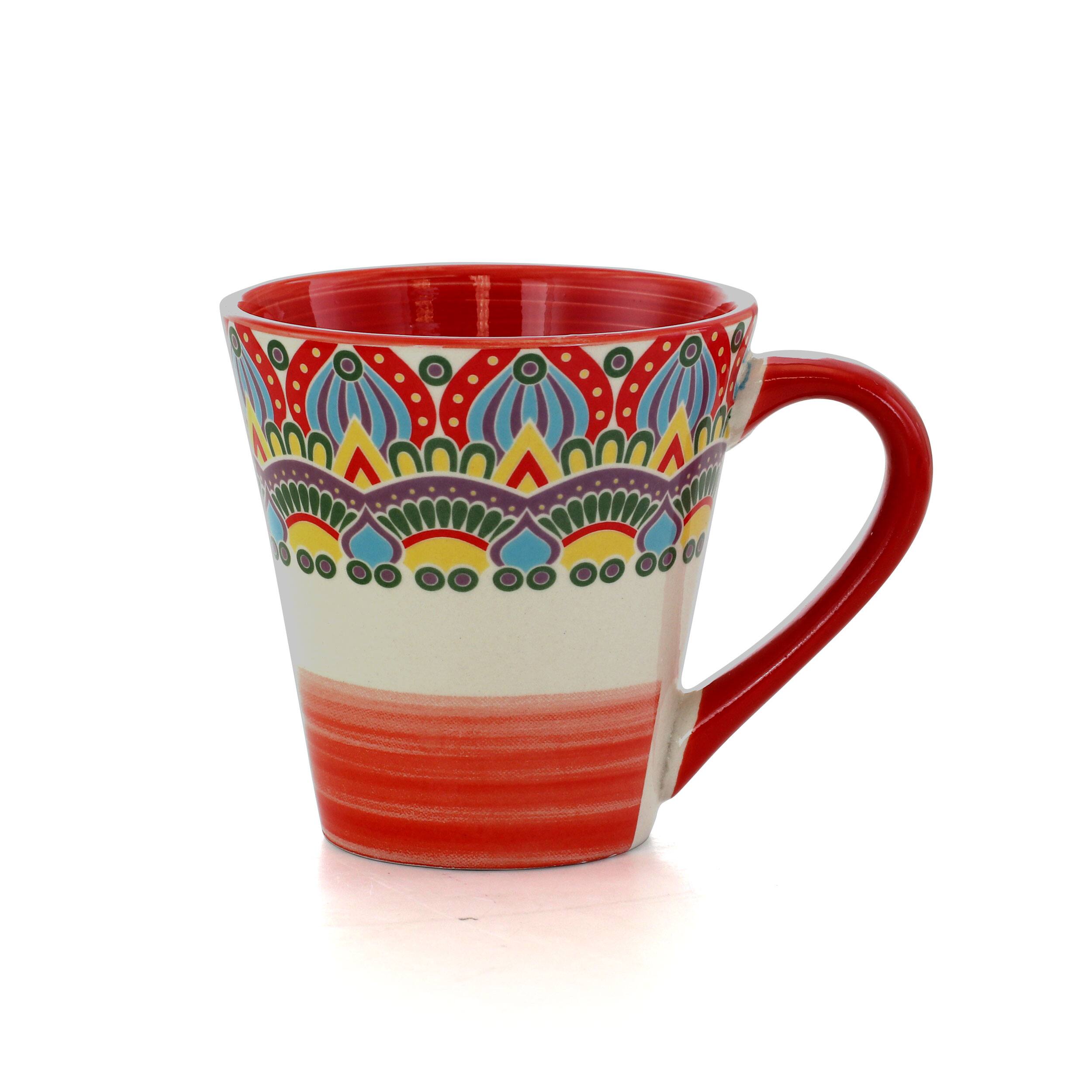 Alt View 4. Elama - Elama Zen Red Mozaik 16 Piece Luxurious Stoneware Dinnerware with Complete Setting for 4, 16pc - Red.