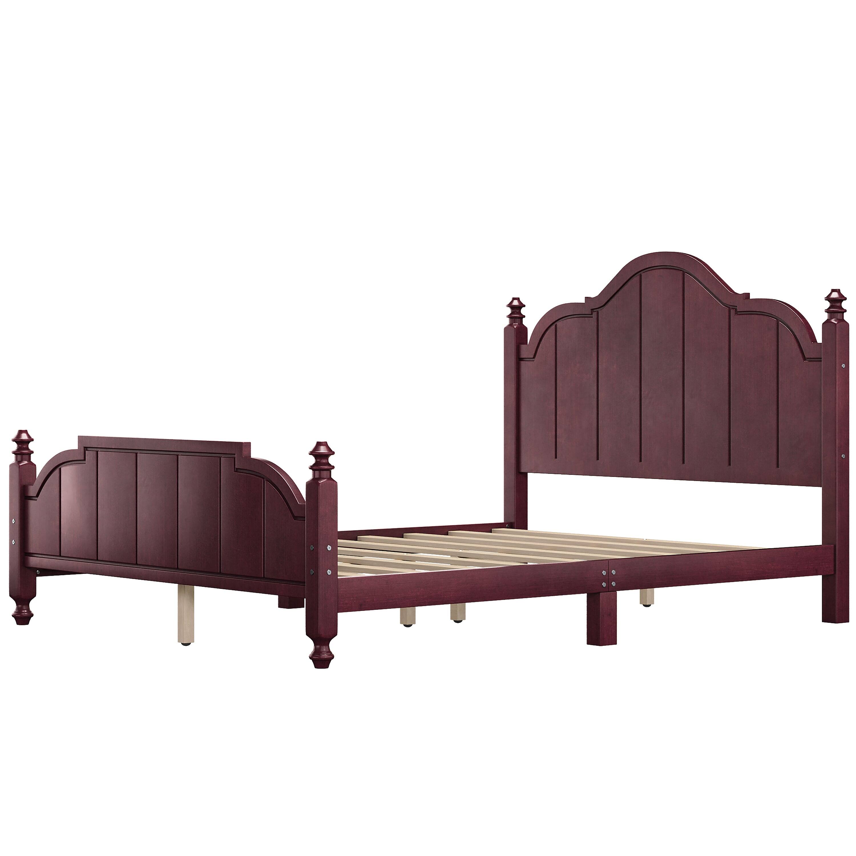 Alt View 7. Boyel Living - Queen Size Wooden Bed Frame with Headboard Vintage Platform Bed with Slats Support Easy Assembly Espresso - Espresso.