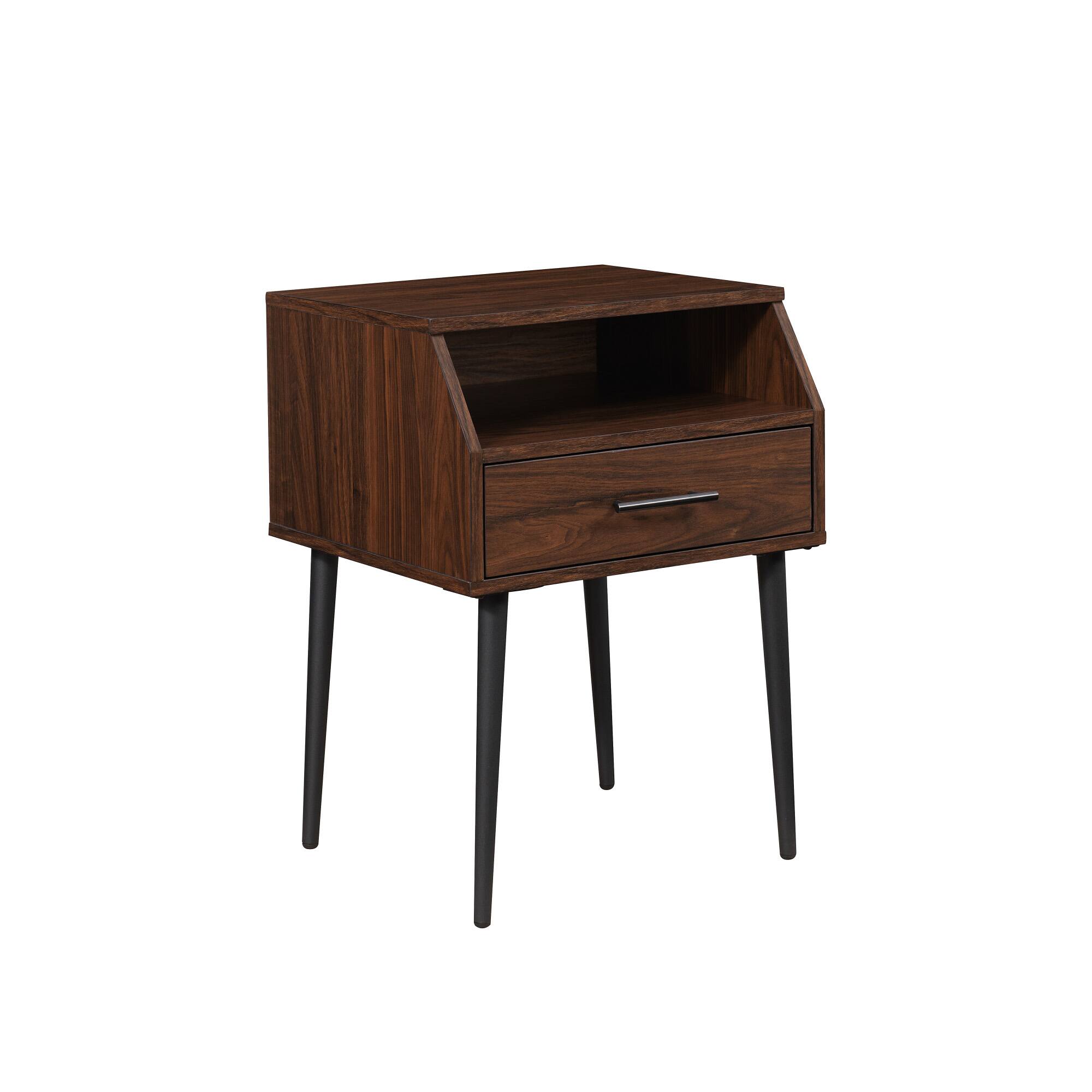 Left. Walker Edison - Contemporary Angled Nightstand - Dark Walnut/Black.