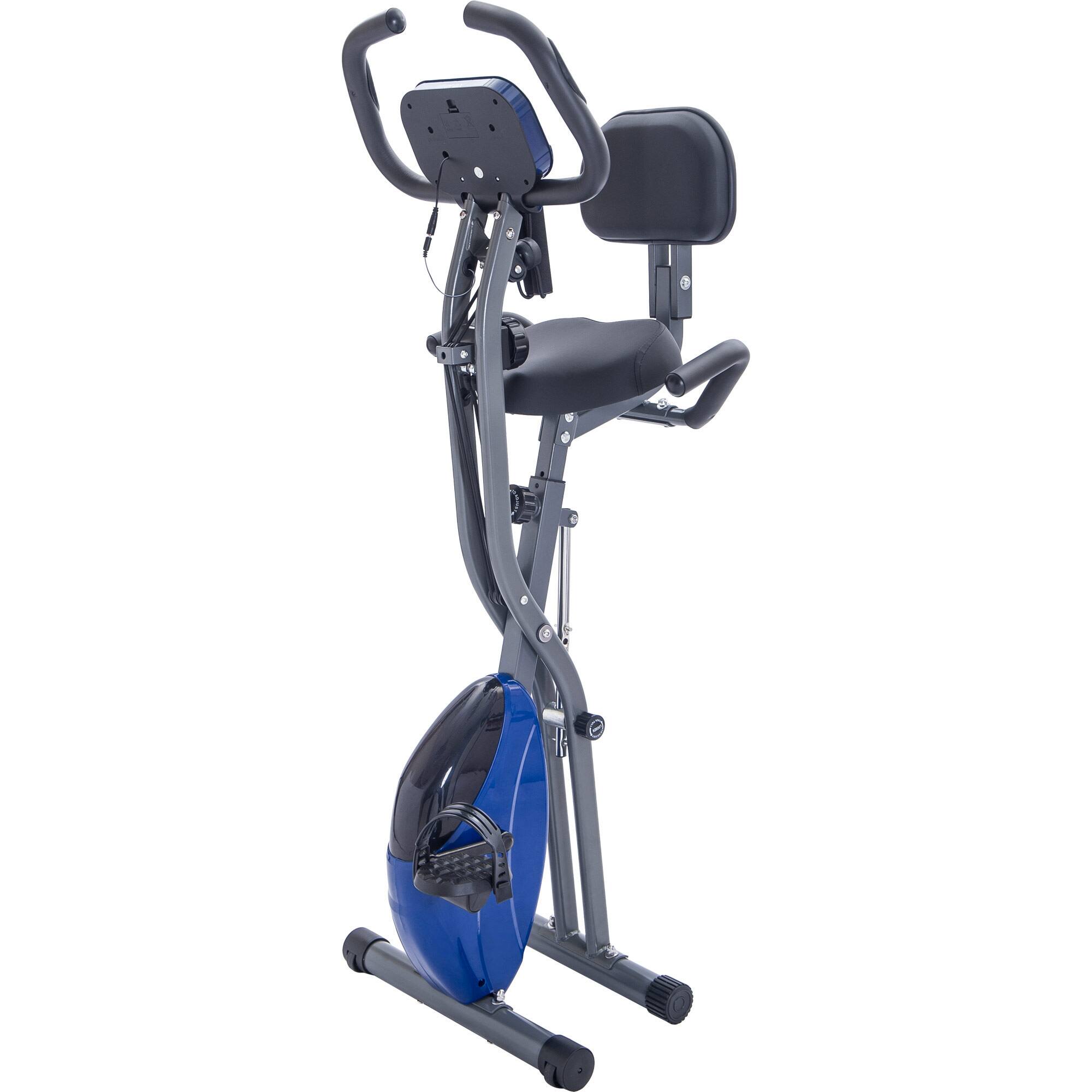 Alt View 5. Loheer - Folding X-Bike 16-Level Magnetic Resistance Upright & Recumbent with Arm Bands and Backrest - Blue.