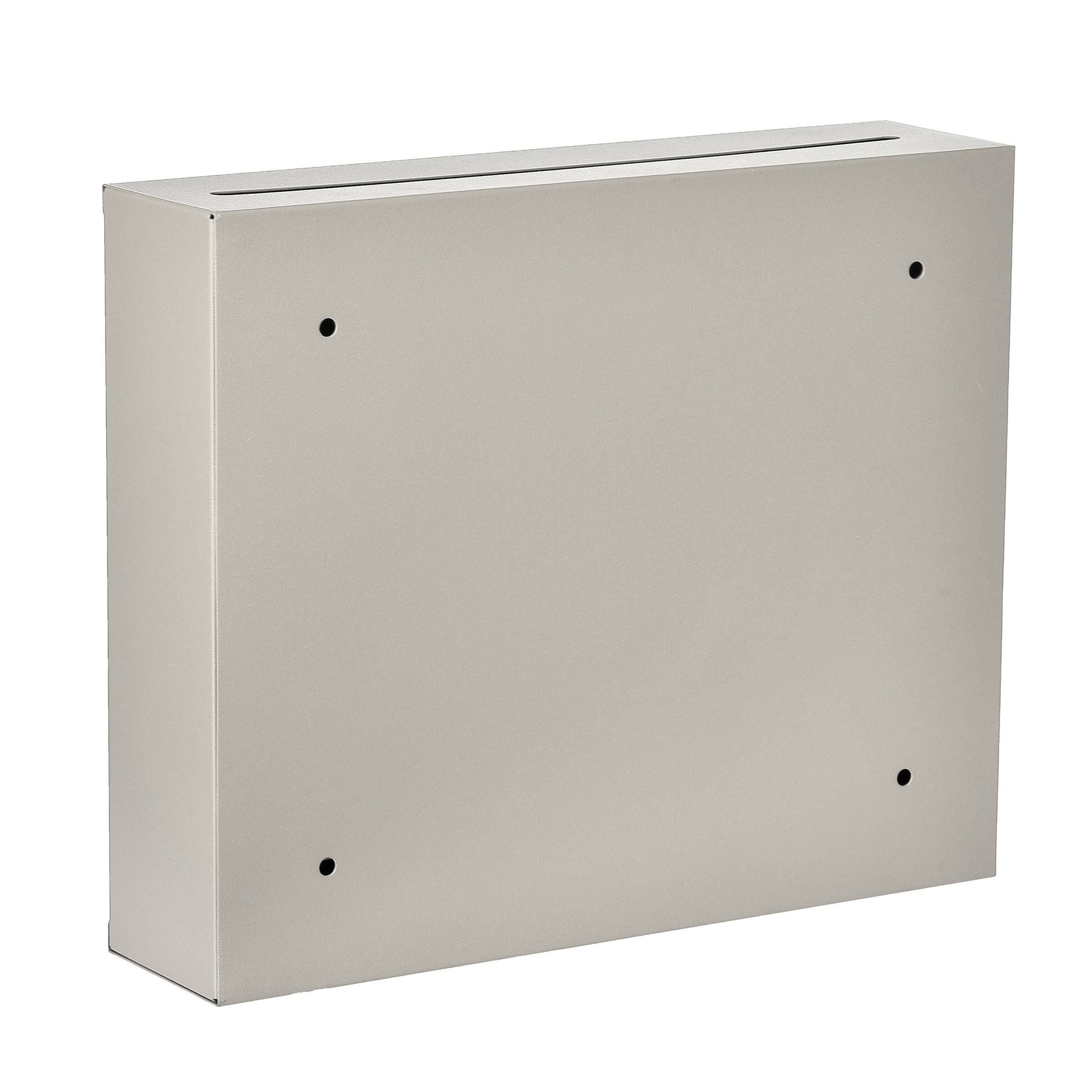Back. AdirOffice - Safe Large Steel Wall-Mount Drop Box with Key - beige.