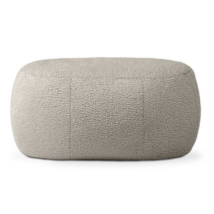 Front. Jaxx - Jaxx Ellis Ottoman Shearling Faux-Lamb Plush Pouf for Modern Interior Design, Oval, Black - Black.