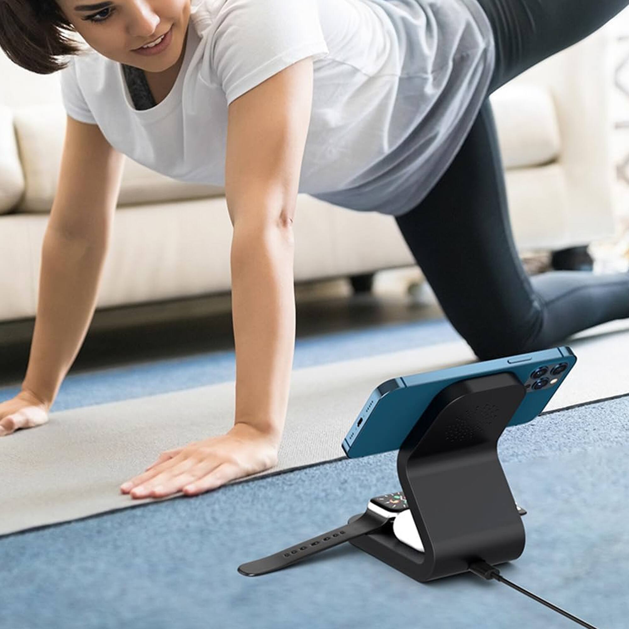 Alt View 7. YONWAY - 3 in 1 Magnetic Wireless Charging Station, 15W Travel Fast Charging Stand for iPhone, Apple Watch and Airpods.