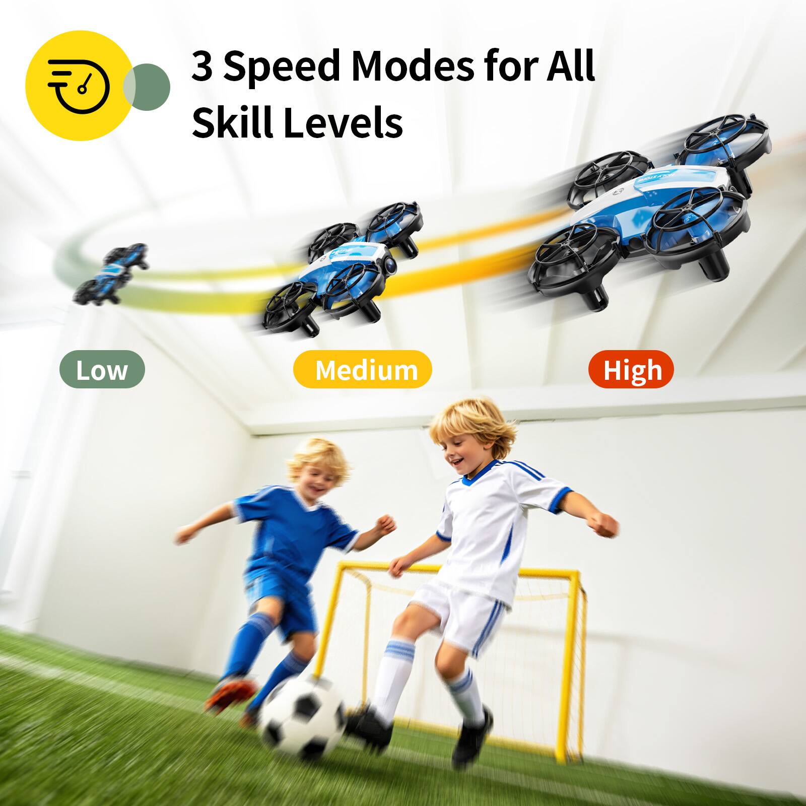 3 Speed Modes for All Skill Levels
Low
Medium
High