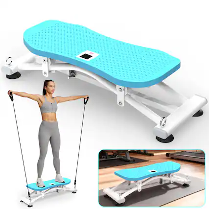 Front. Anysun - Sliding Ski Simulator with Resistance Bands - Indoor Full-Body Cardio Machine, Non-Slip Base for Home Core & Leg Workout - Blue.