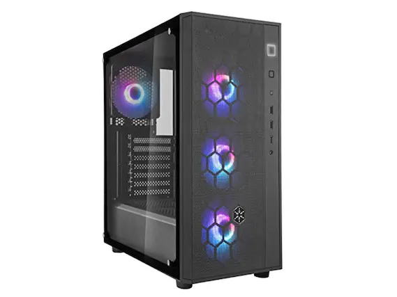 Front. SilverStone - silverstone fara r1 pro, tempered glass, mid tower atx chassis with argb, sst-far1b-pro - Silver.