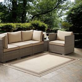 Modway - Rim Solid Border Indoor and Outdoor Area Rug - Light and Dark Beige