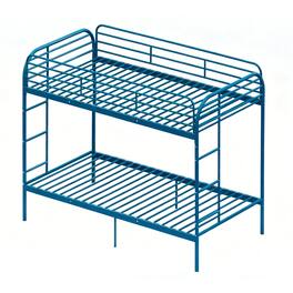 GOODSILO - Metal Twin Over Twin Bunk Bed with Dual Ladders and Full-Length Safety Rails, Space-Saving Design for Kids and Teens - Blue