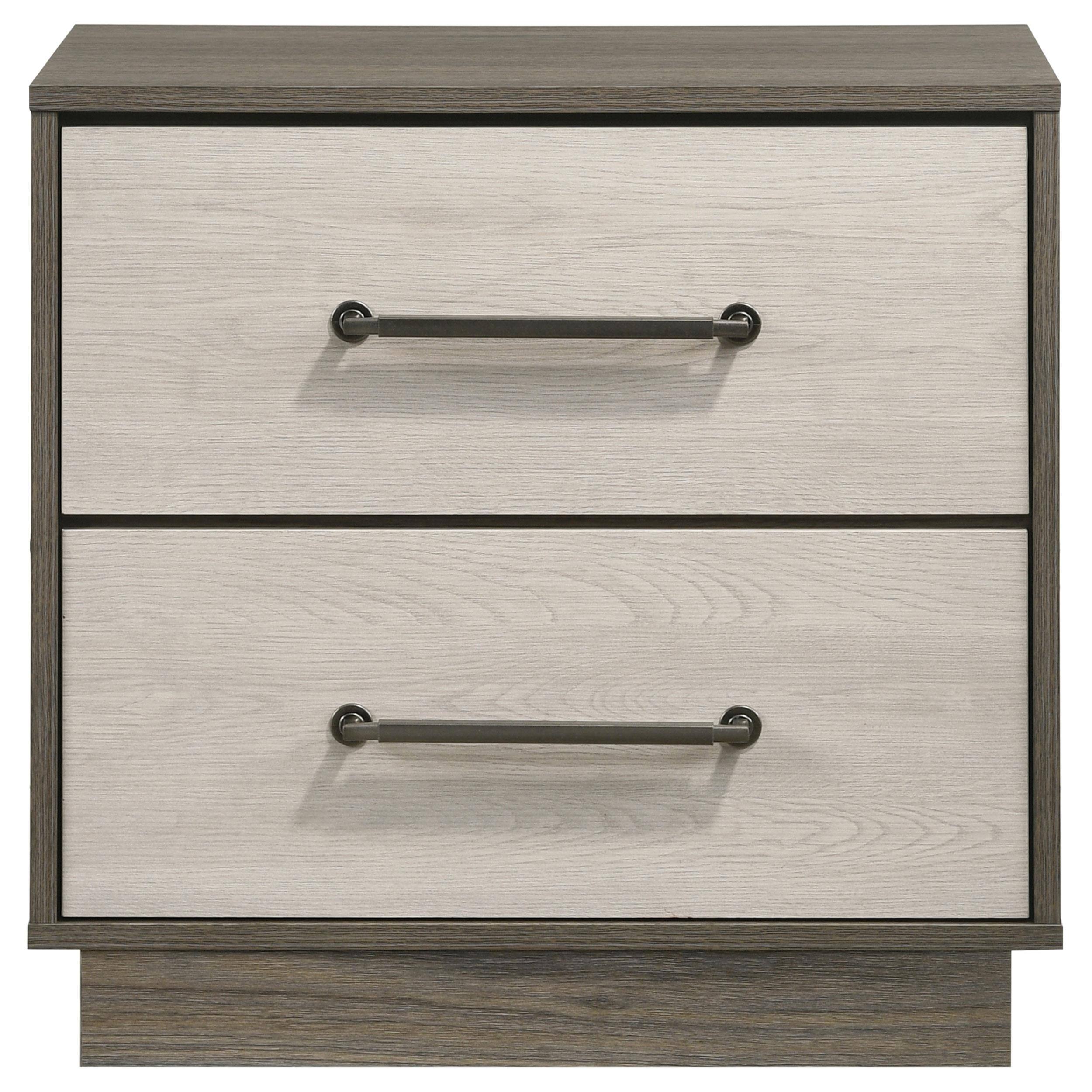 Alt View 1. Manhattan Lane - Fene Nightstand, 2 Storage Drawers with Nickel Handles, 24 Inch - Gray.